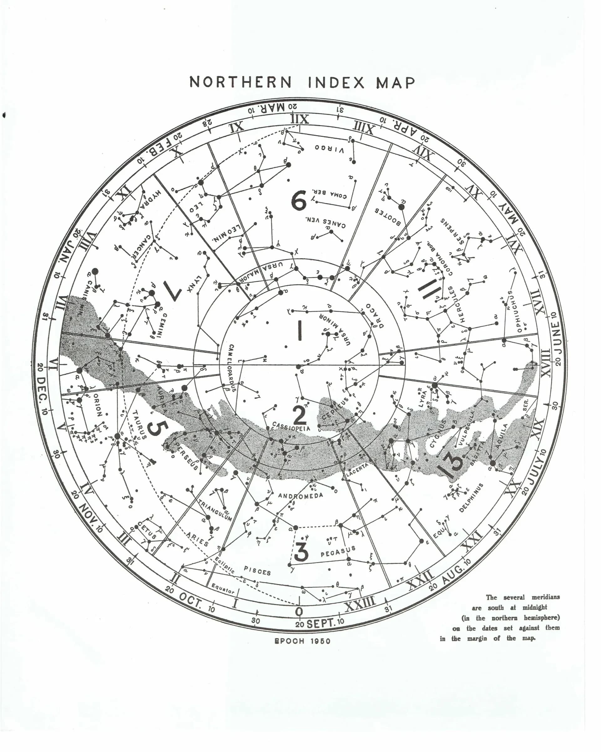 Vintage 1978 Northern Index Map - Celestial Star Chart Print