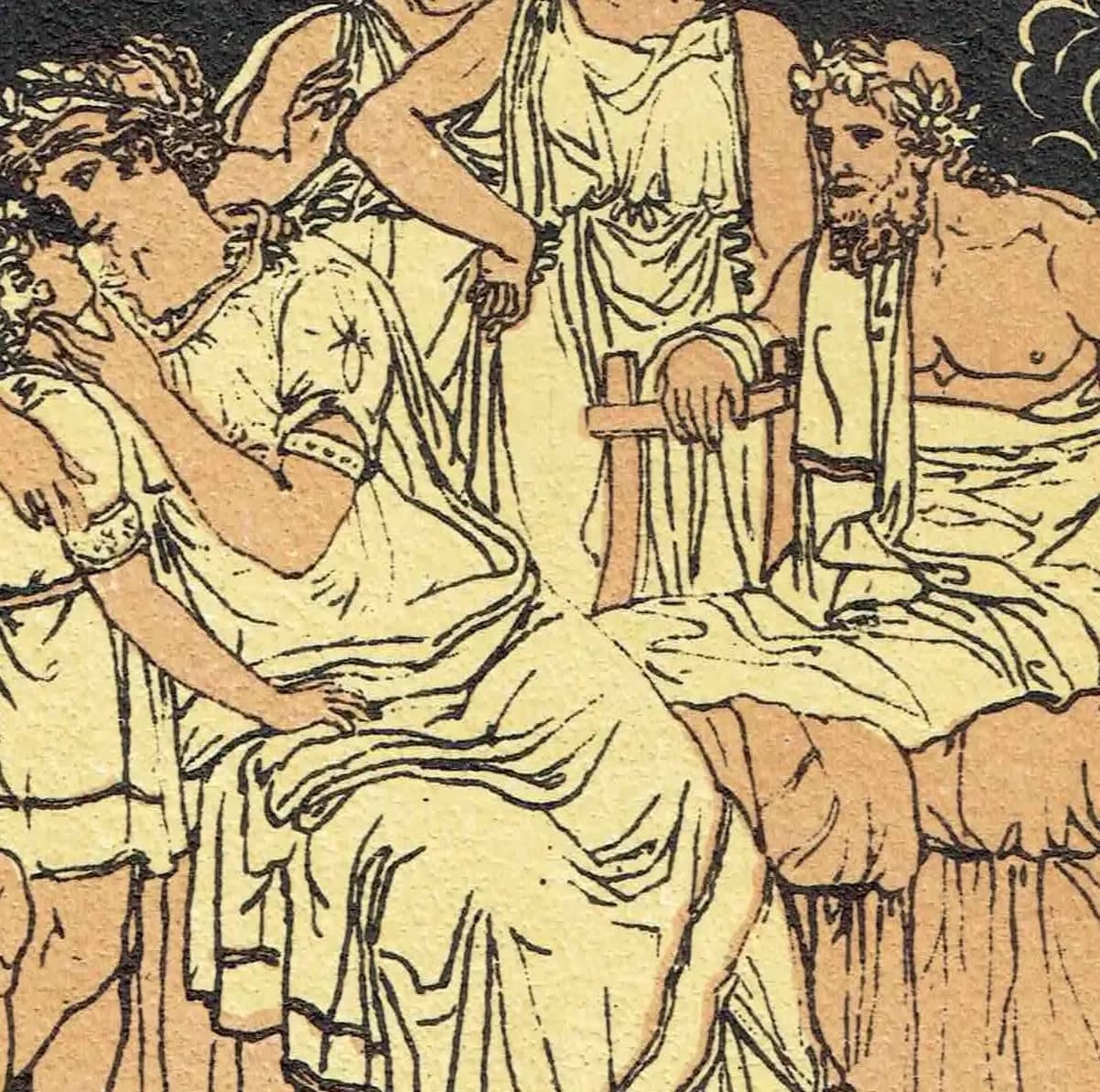 1879 Dido and False Ascanius - Original Antique Print By Pinelli - Stories From Virgil Classical Mythology Roman Art - 7.5 x 5 in