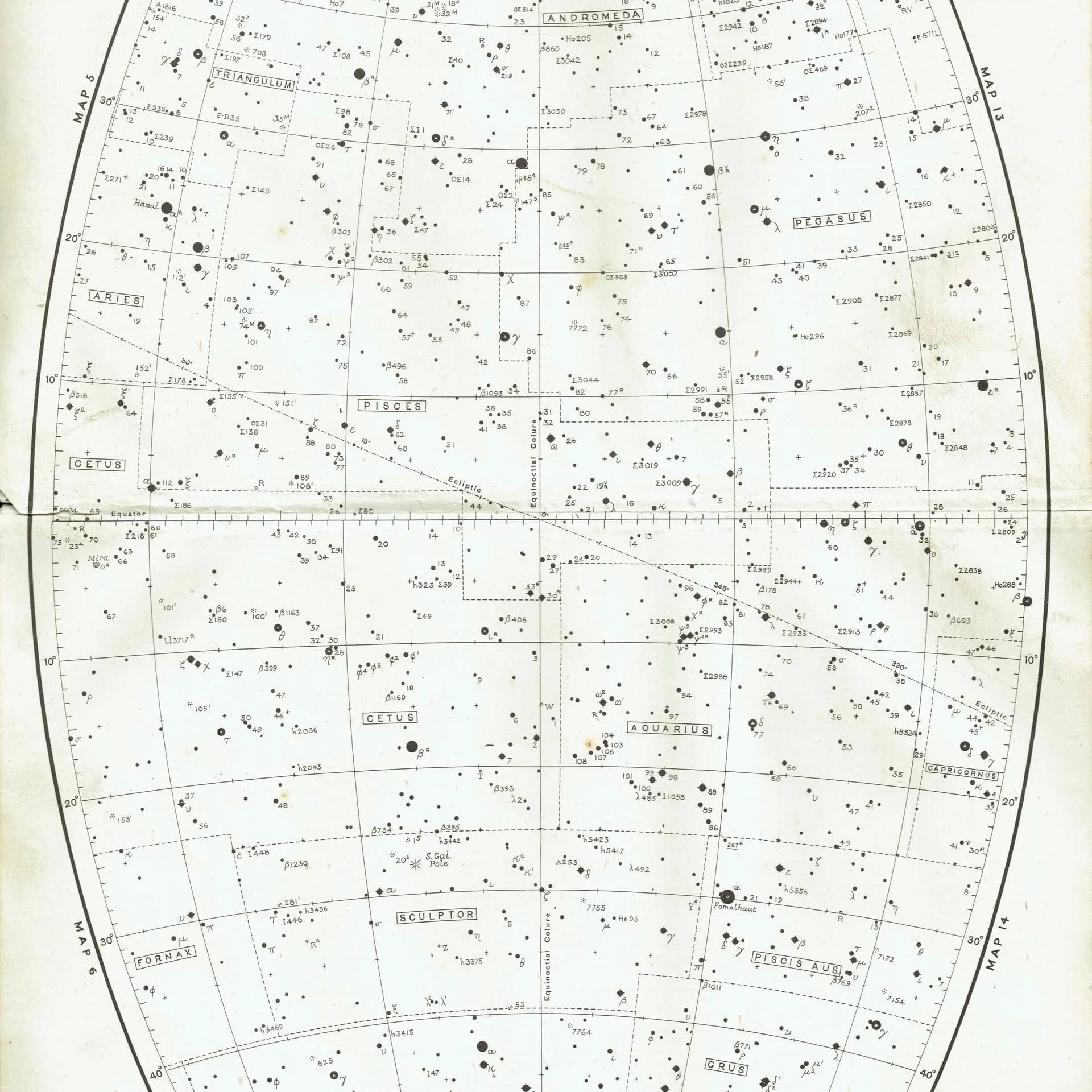 1943 Pegasus & Andromeda Star Chart - Original Vintage Print By Norton - Celestial Map Astronomy Constellation Atlas - 8.5 x 10.4 in