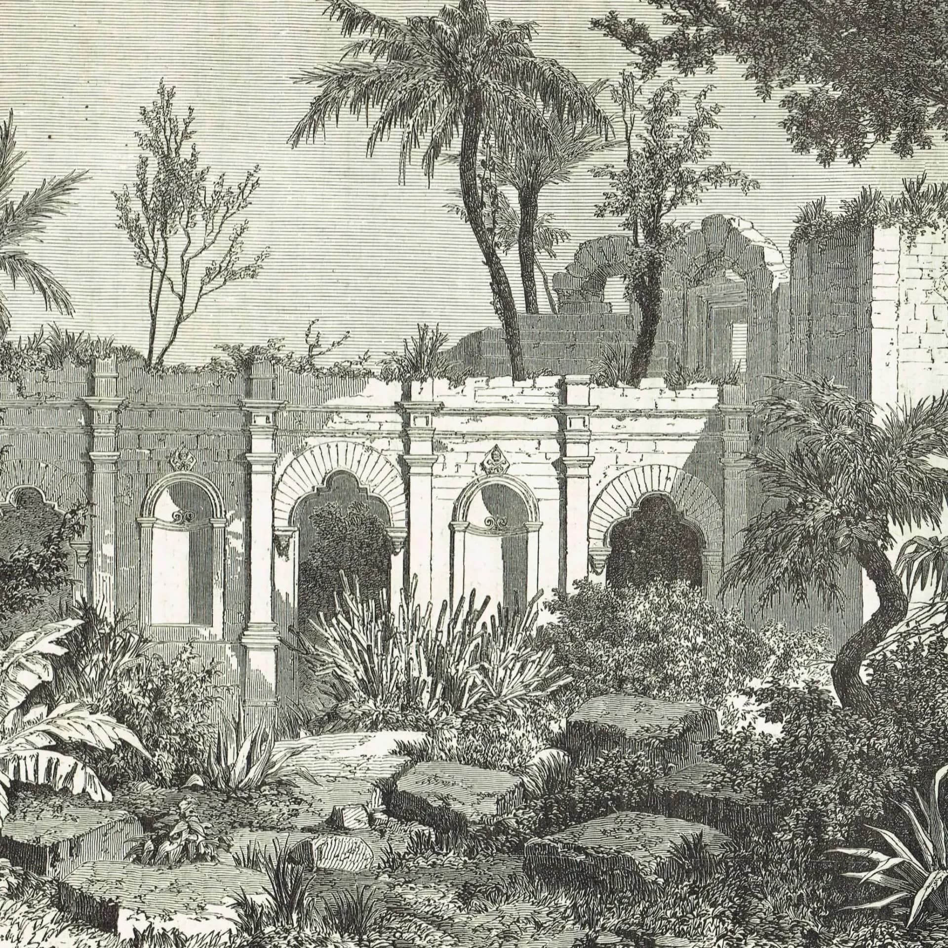 1870s Original Jesuit Mission Church Ruins Paraguay Woodblock Print - South American Architecture - Victorian Travel Drawing - 12 x 8.5 in
