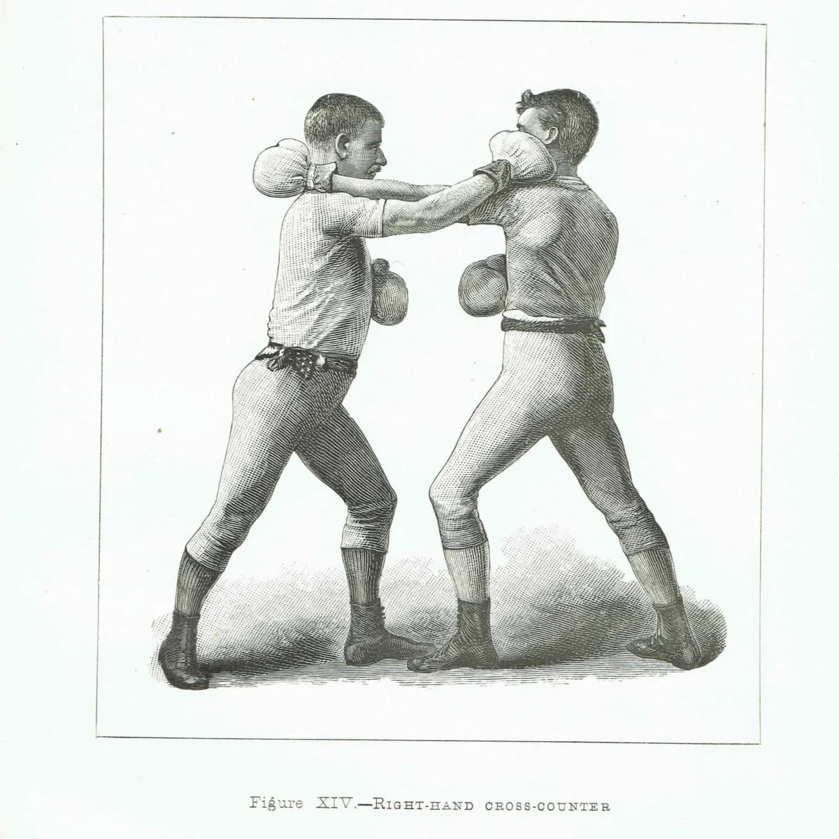 1889 Right-Hand Cross-Counter - Original Antique Boxing Print - Badminton Library Victorian Sports Pugilism Technique - 5 x 7 in