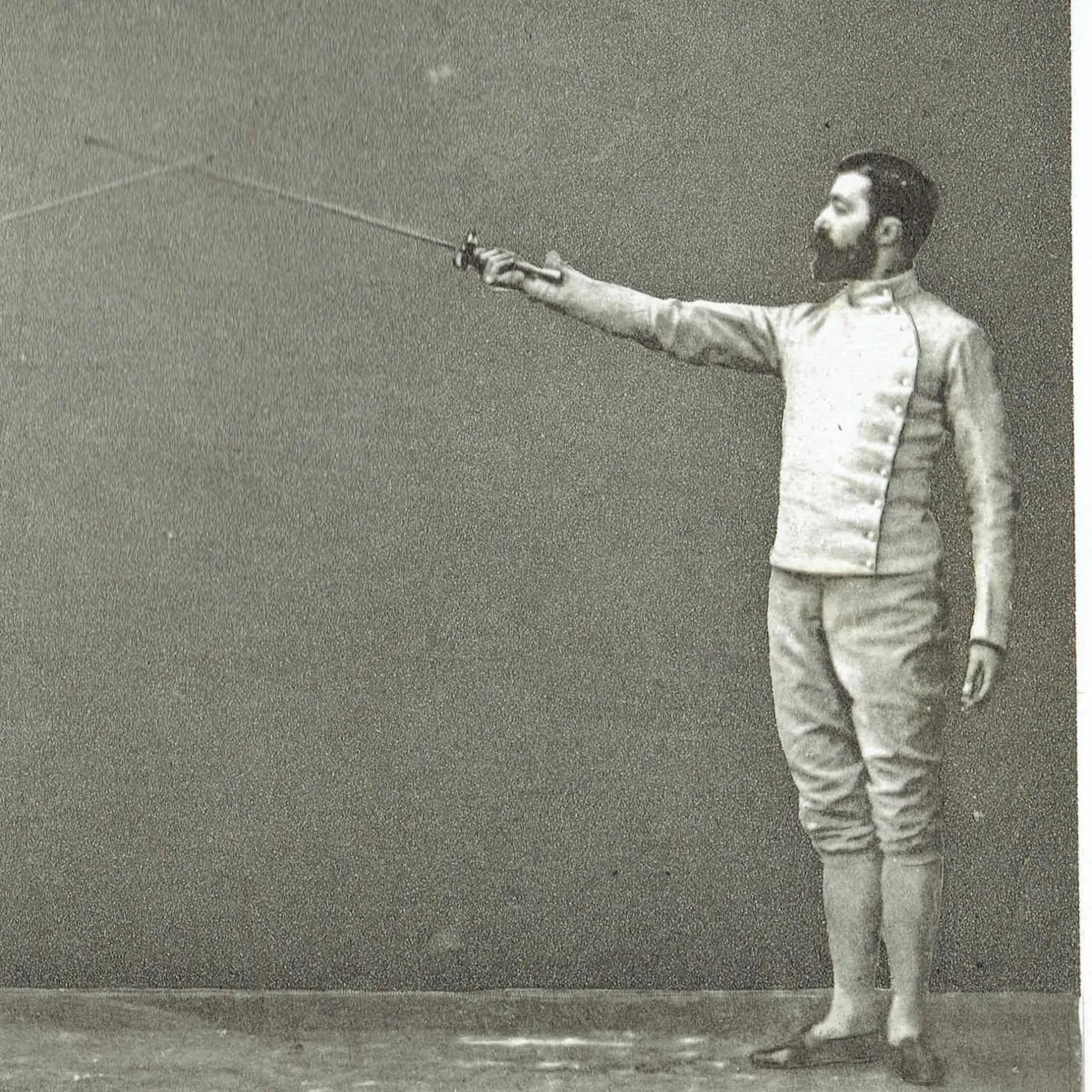 1889 Fencing Salute First Position - Original Antique Engraving - Badminton Library Victorian Sports Instruction Manual - 5 x 7 in