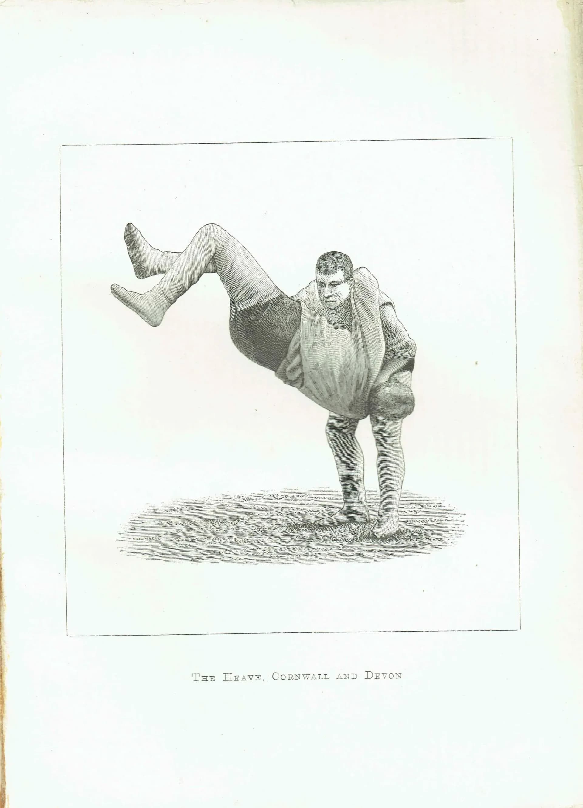 1889 The Hold Cornwall Devon Wrestling Technique - Original Antique Engraving - Badminton Library Victorian Sports Martial Arts - 5 x 7 in