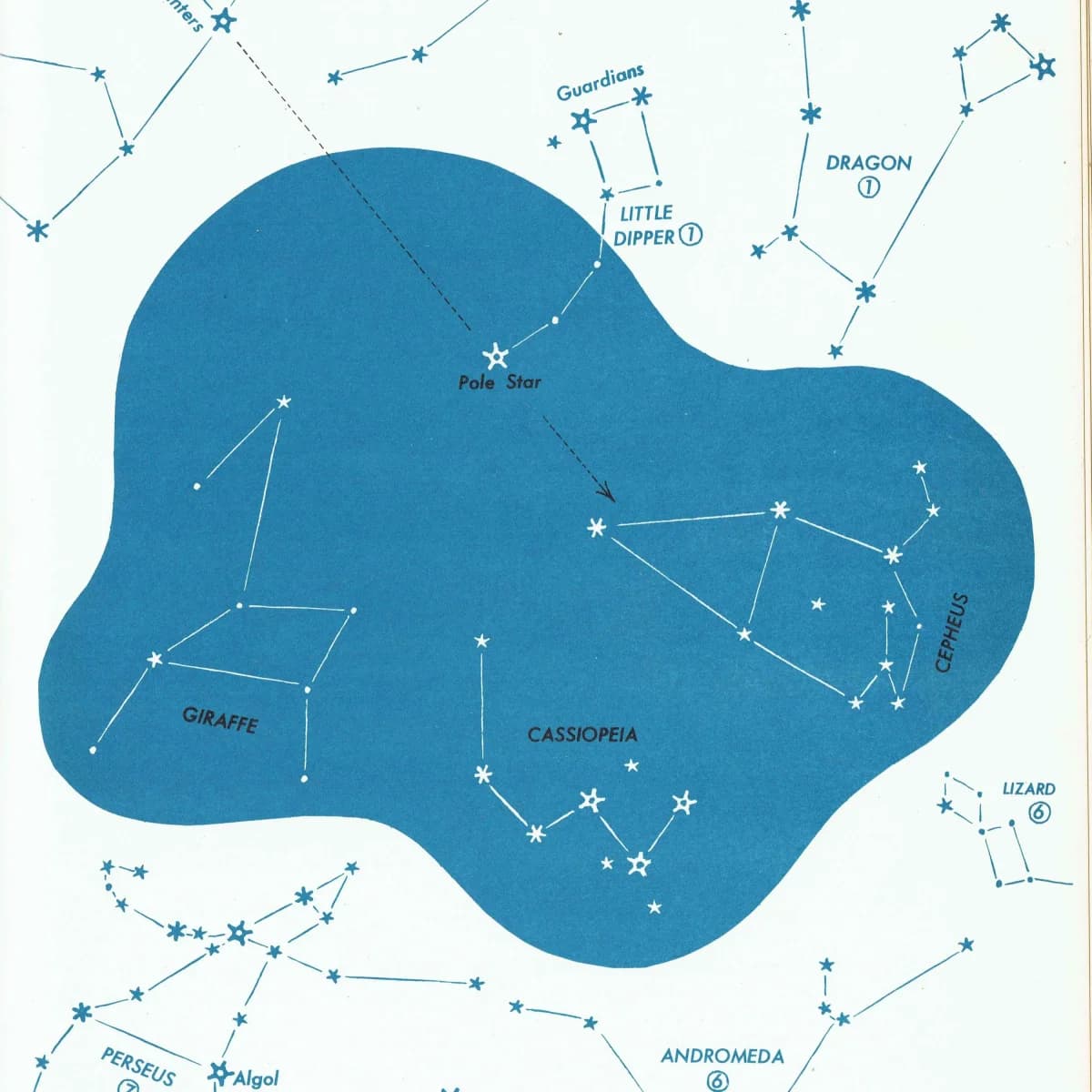 1952 Cepheus Giraffe Cassiopeia Constellation - Original Vintage Print By H.A. Rey - Celestial Navigation Astronomy Chart - 8 x 11 in