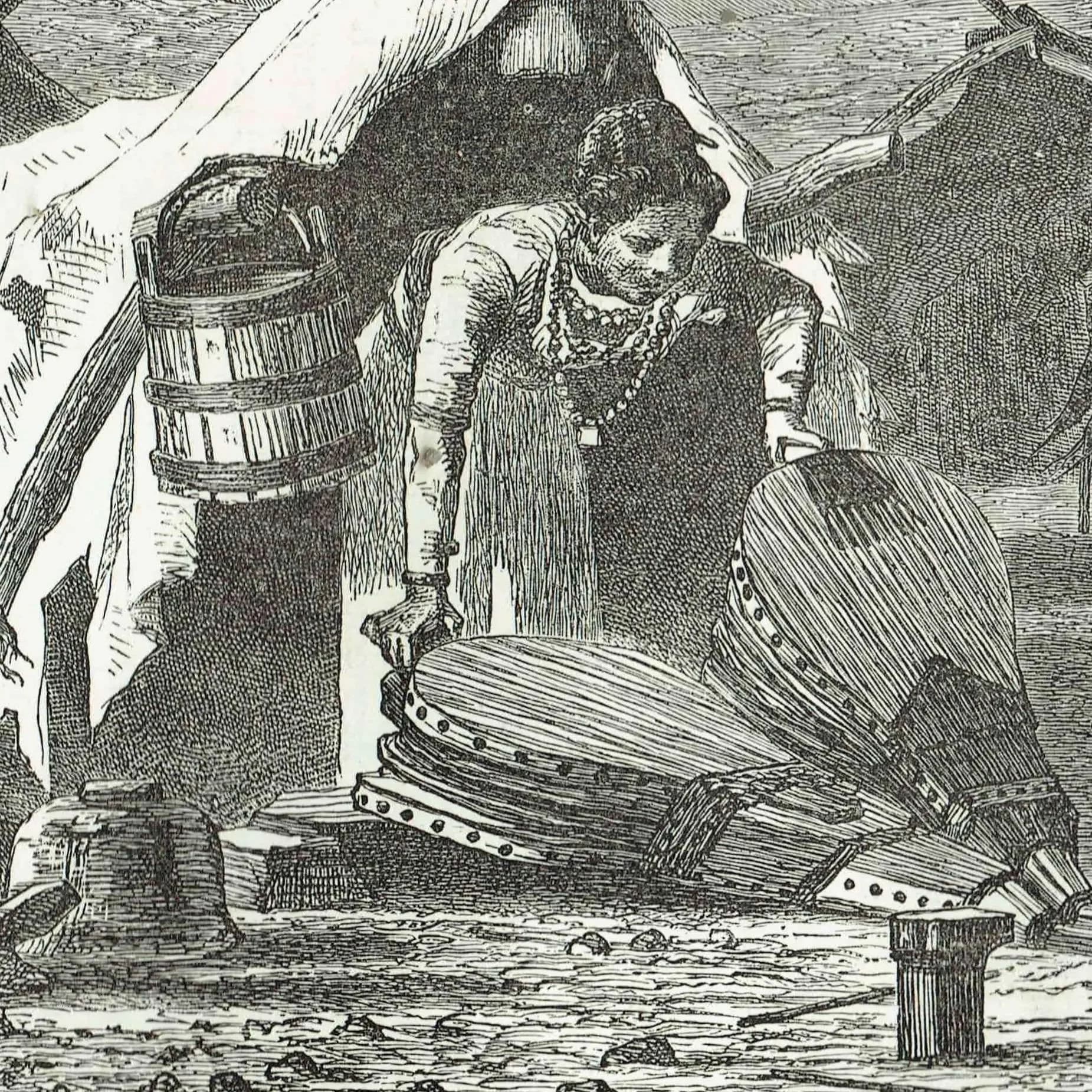 1871 Gipsy Encampment Caucasus - Antique Engraving - Illustrated Travels Edited by H W Bates - 11.5 x 8 in