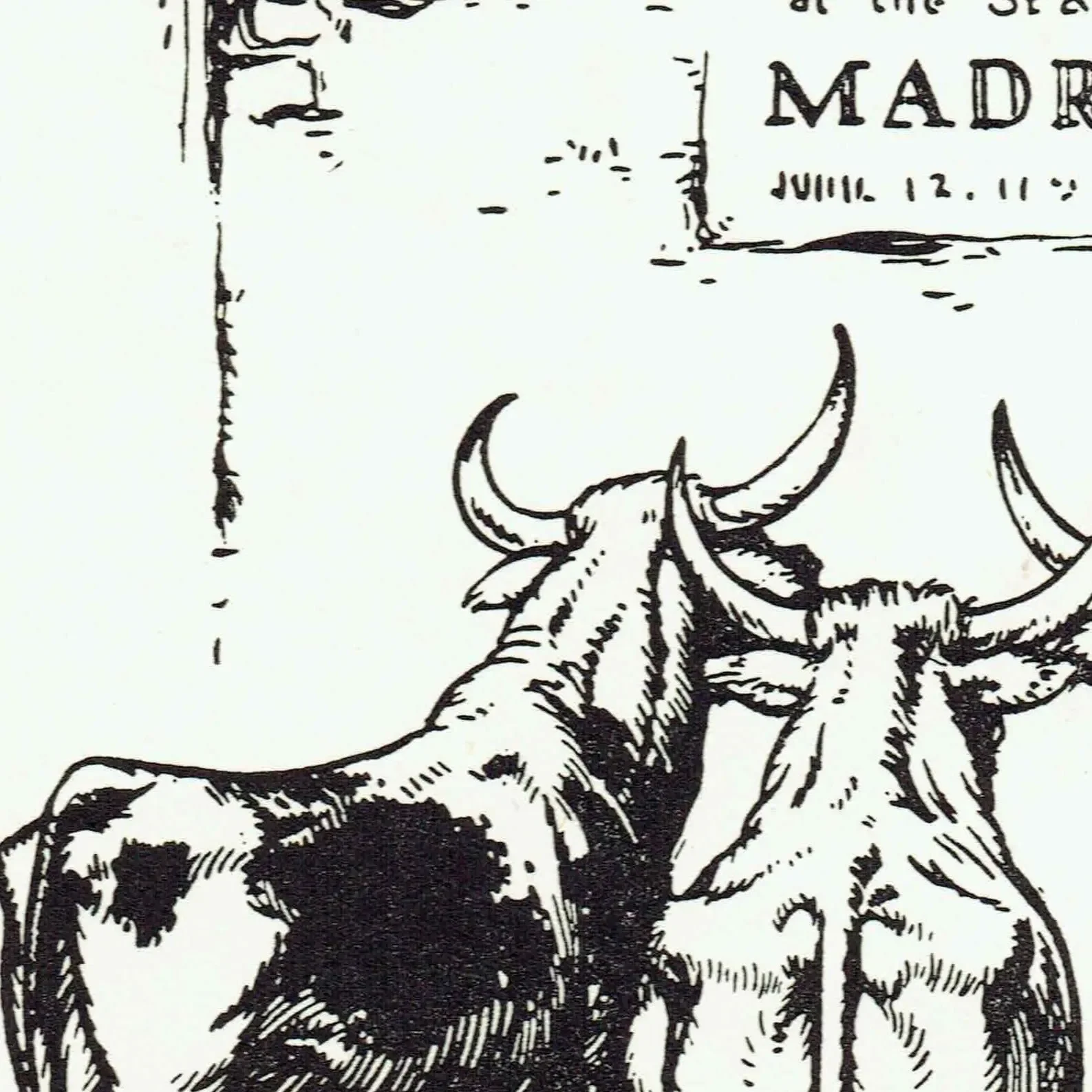 1937 Nazi-Franco Banned Anti-War Bullfight Parody Print - Ferdinand The Bull - Robert Lawson First Edition Original Illustration - 7 x 8 in