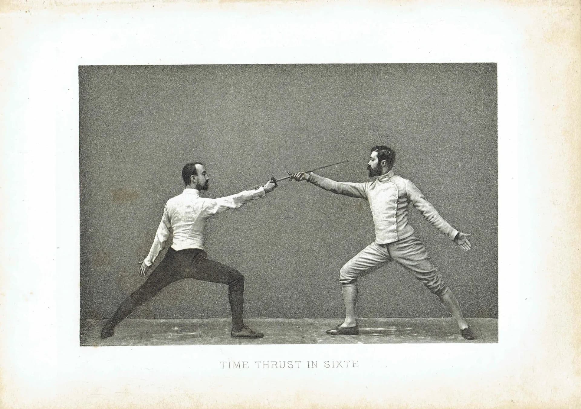 1889 Time Thrust In Sixte - Original Antique Engraving - Badminton Library Fencing Victorian Sports Educational Print - 7 x 5 in