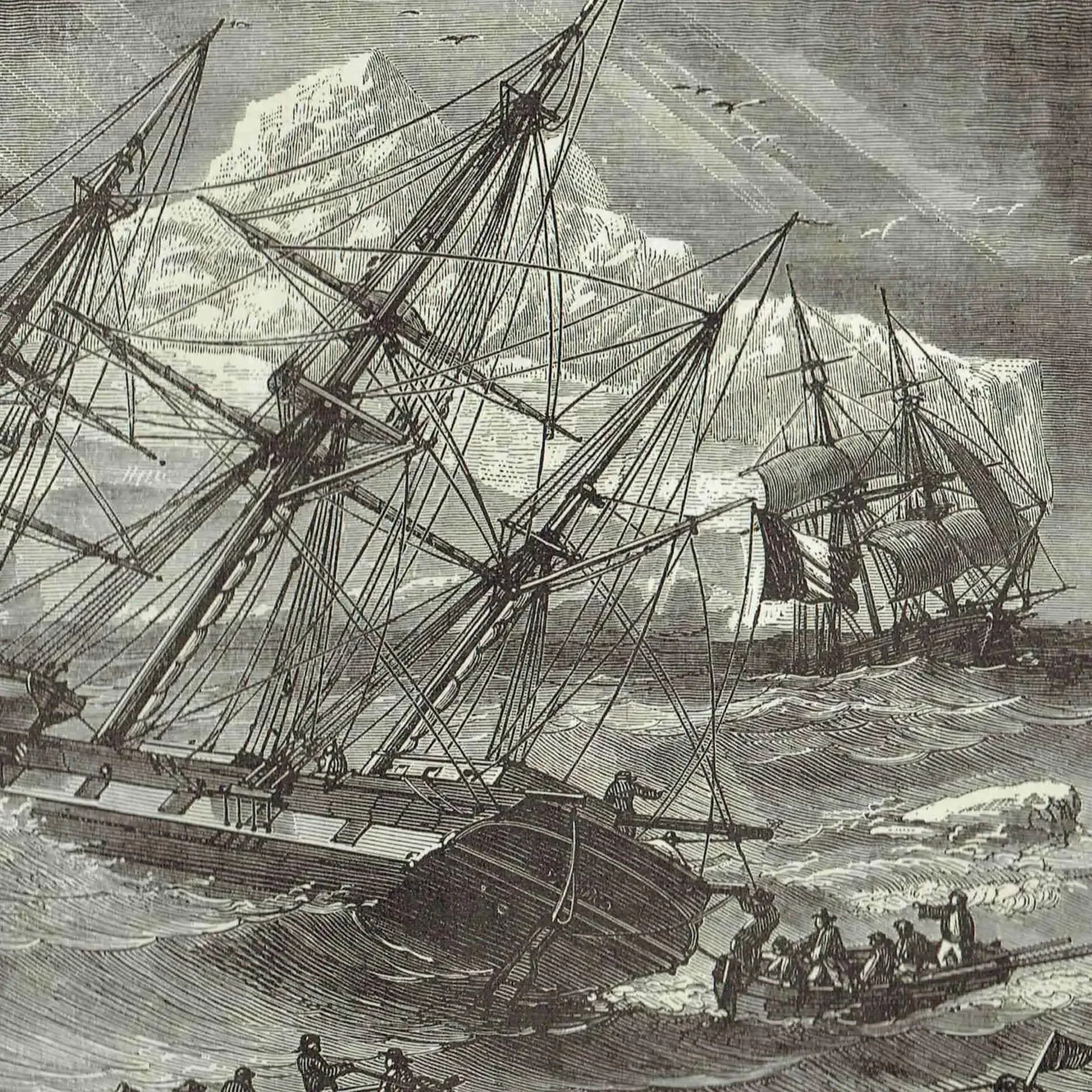 1870s Coast View of Iceland - Antique Engraving - Victorian Sailing Ships Nautical Travel Arctic Scene - 8 x 11.5 in