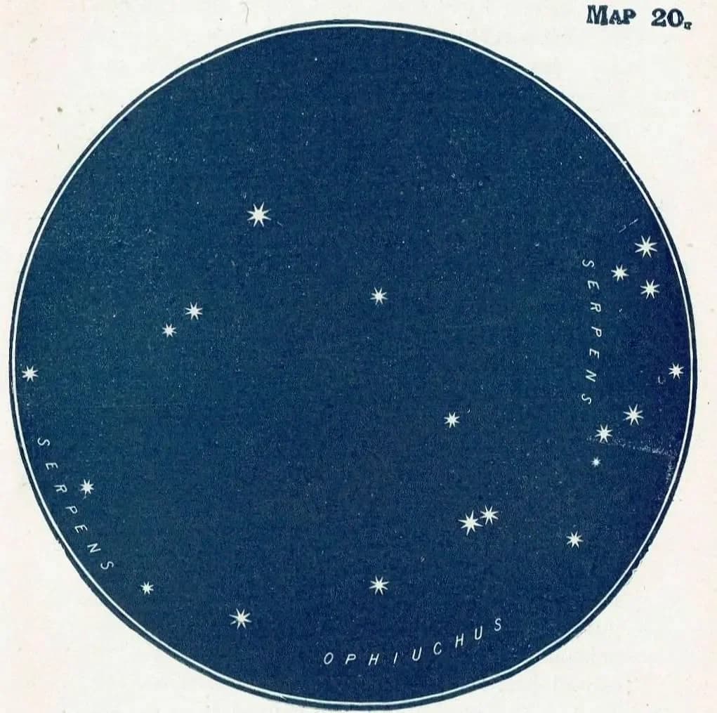 1944 Serpens Ophiuchus - Original Vintage Print By Gall - Constellation Star Map Celestial Astronomy Atlas Chart - 4 x 6 in