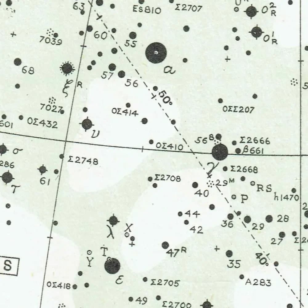 1943 Cygnus & Lyra Star Chart - Original Vintage Print By Norton - Map 14 Celestial Atlas Astronomy Constellation Decor - 8.5 x 10.4 in