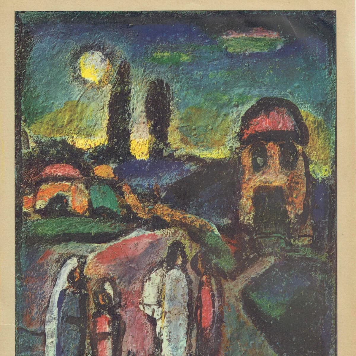 1947 Pastorale Chretienne - Original Vintage Heliogravure By Rouault - Stella Vespera Soleils French Expressionist Sacred Art - 9 x 11.75 in