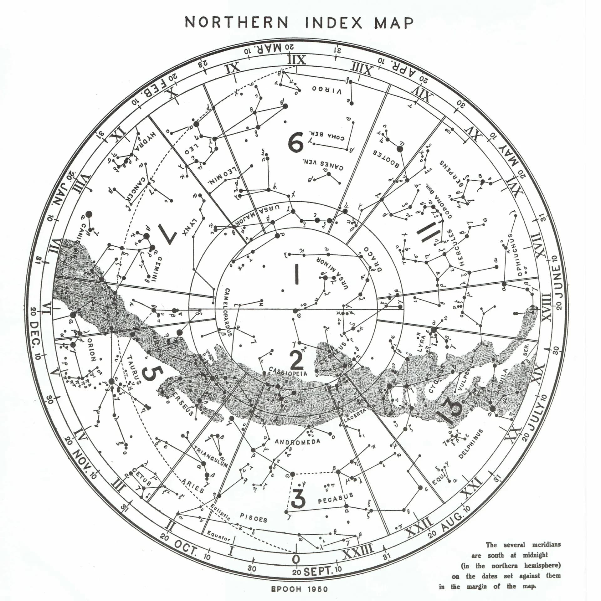 Vintage 1978 Northern Index Map - Celestial Star Chart Print