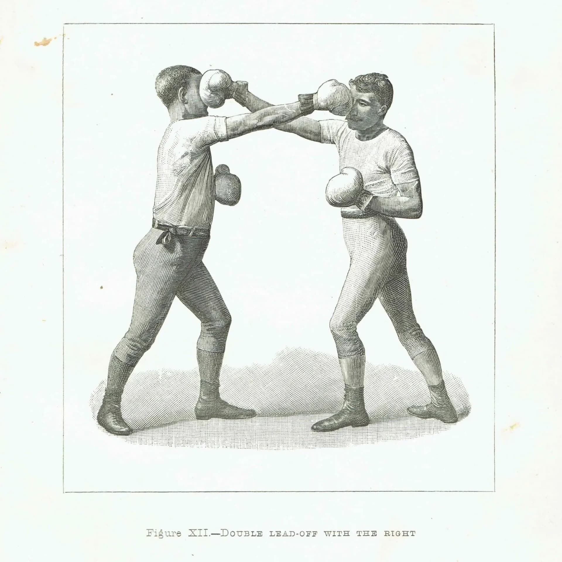 1889 Boxing Sparring Match - Original Antique Print - Badminton Library Victorian Sports Athletic Training Pugilism - 5 x 7 in