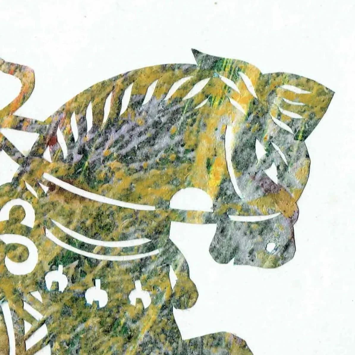 1970s Vietnamese Horse Paper Cut Print - Folk Art Animal (6x4 in)
