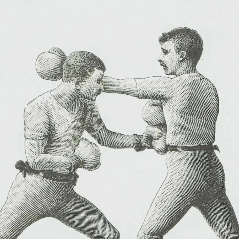 1889 Boxing Lead-Off Technique - Original Antique Print - Badminton Library Victorian Sports Pugilism Athletic Training - 5 x 7 in
