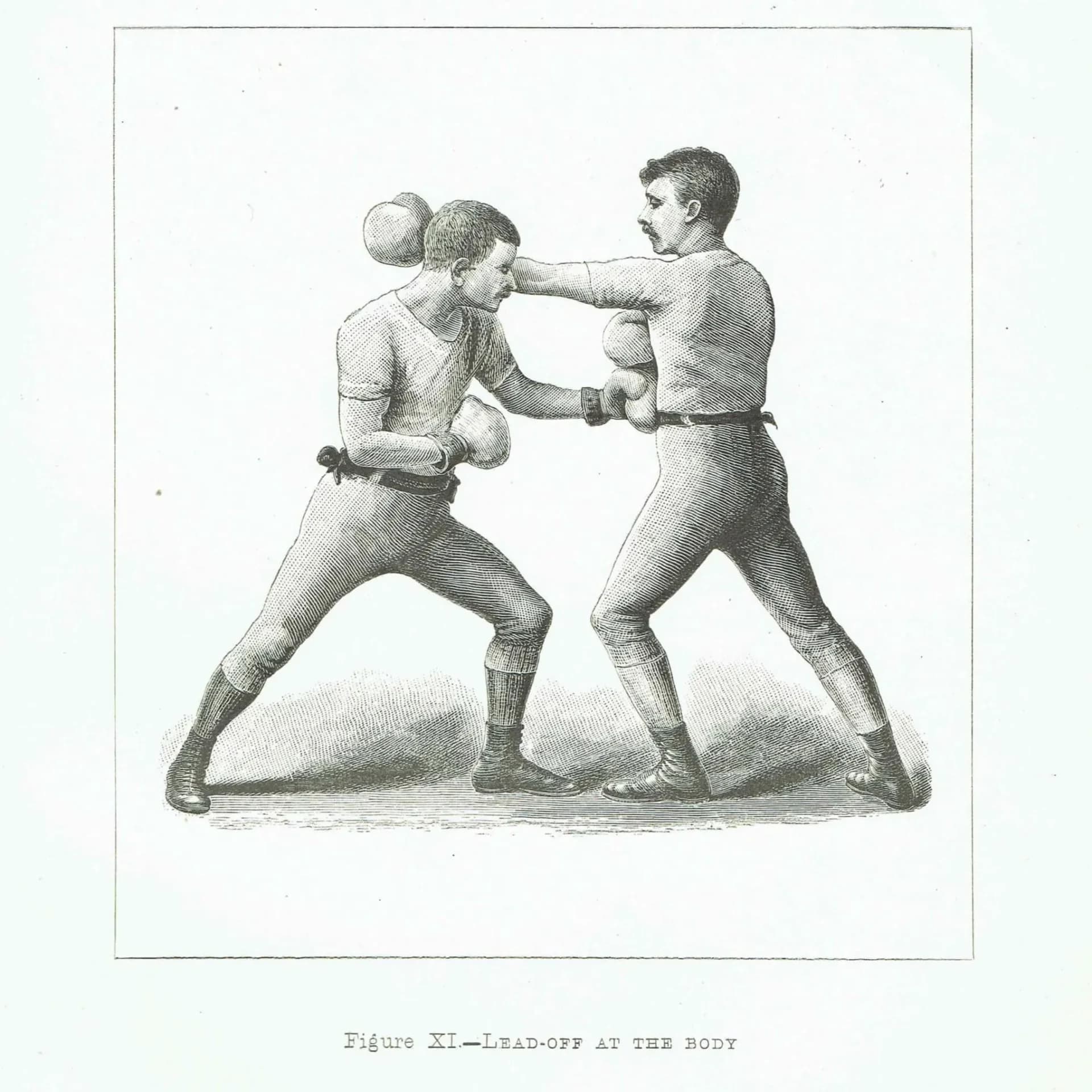 1889 Boxing Lead-Off Technique - Original Antique Print - Badminton Library Victorian Sports Pugilism Athletic Training - 5 x 7 in