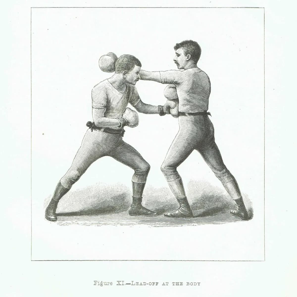 1889 Boxing Lead-Off Technique - Original Antique Print - Badminton Library Victorian Sports Pugilism Athletic Training - 5 x 7 in