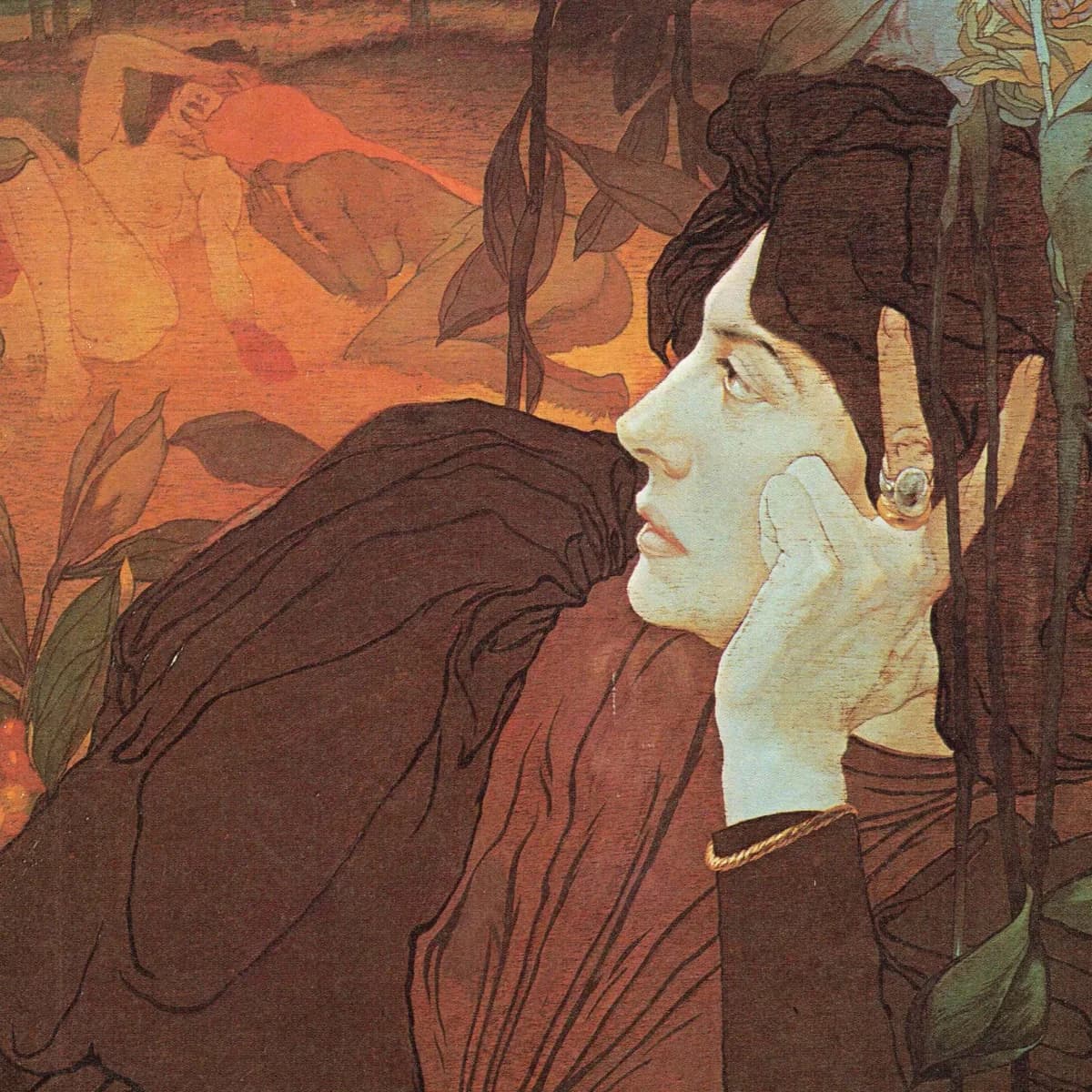 Art Nouveau Woman Portrait Print – De Feure, Gothic Symbolist Art