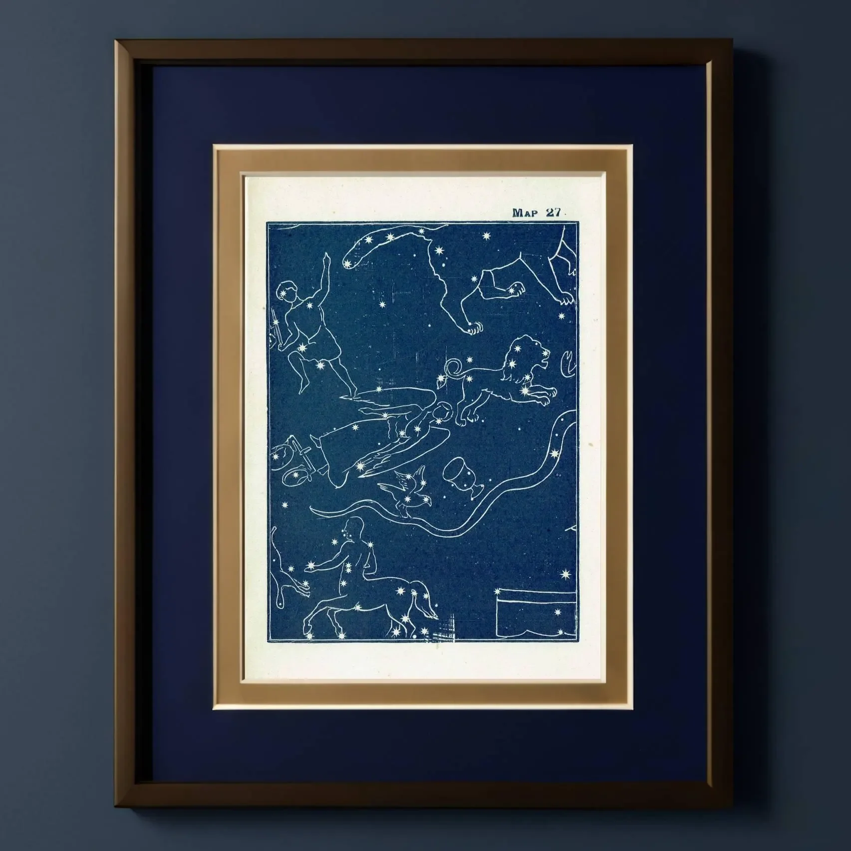 1944 Original Plough Quarter Spring Constellation Figures Print - Vintage Star Atlas - Celestial Navigation Map - 4 x 6 in