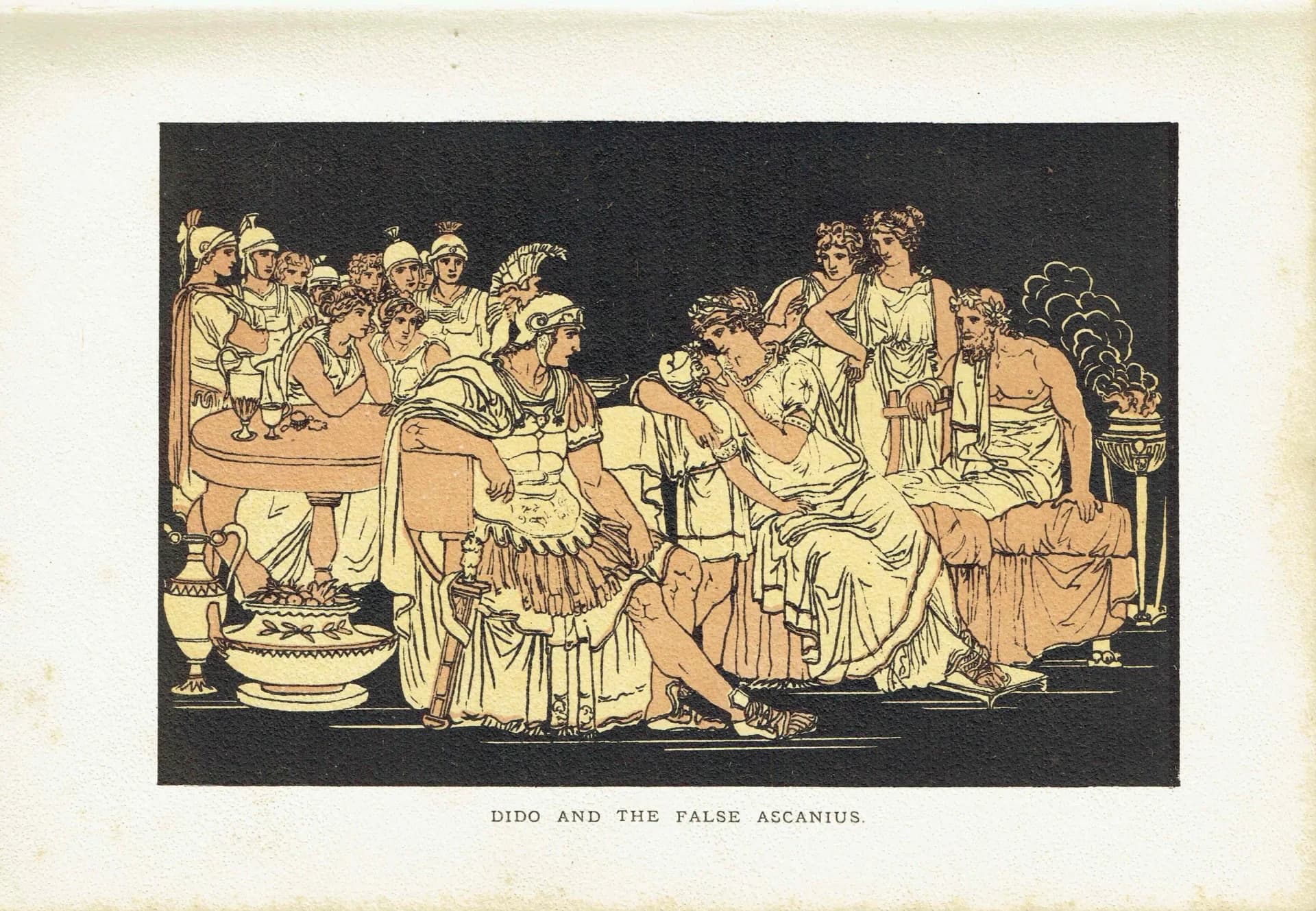 1879 Dido and False Ascanius - Original Antique Print By Pinelli - Stories From Virgil Classical Mythology Roman Art - 7.5 x 5 in