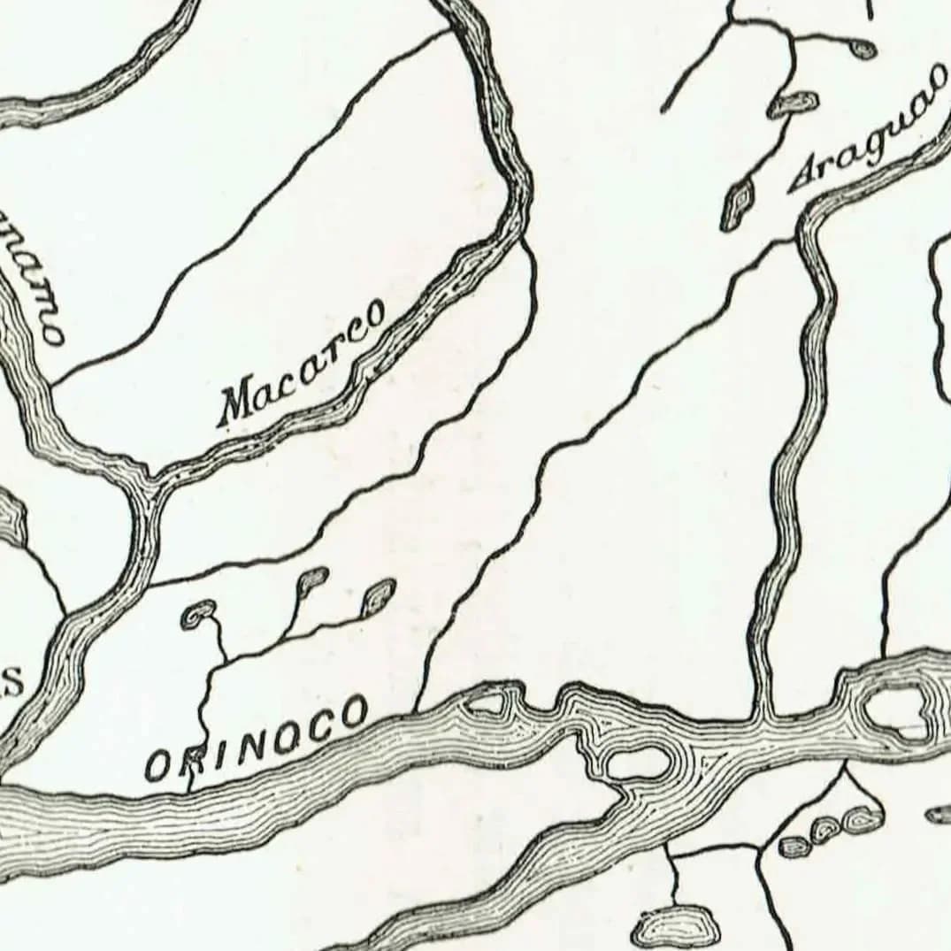 1870s Original Lower Orinoco River Map Woodblock Print - South American Geography - Victorian Travel Exploration - 12 x 8.5 in