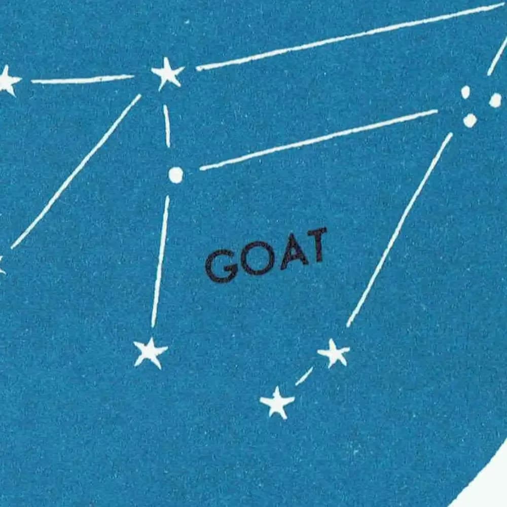 1952 Goat Southern Fish Constellation Star Chart - Original Vintage Print By H.A. Rey - Astronomy Celestial Navigation - 8 x 11 in