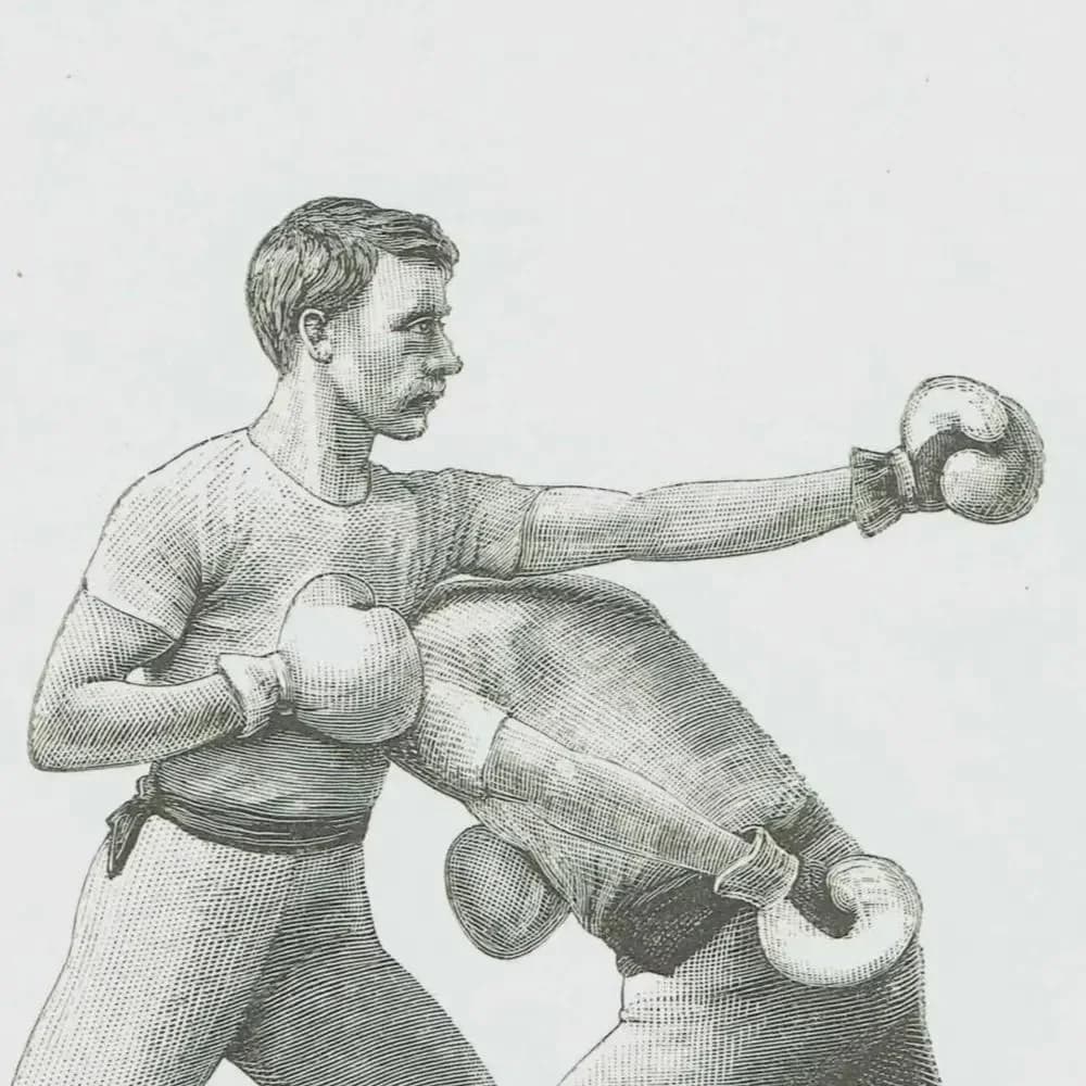 1889 Boxing Ducking Technique - Original Antique Print - Badminton Library Victorian Sports Athletic Training Illustration - 5 x 7 in