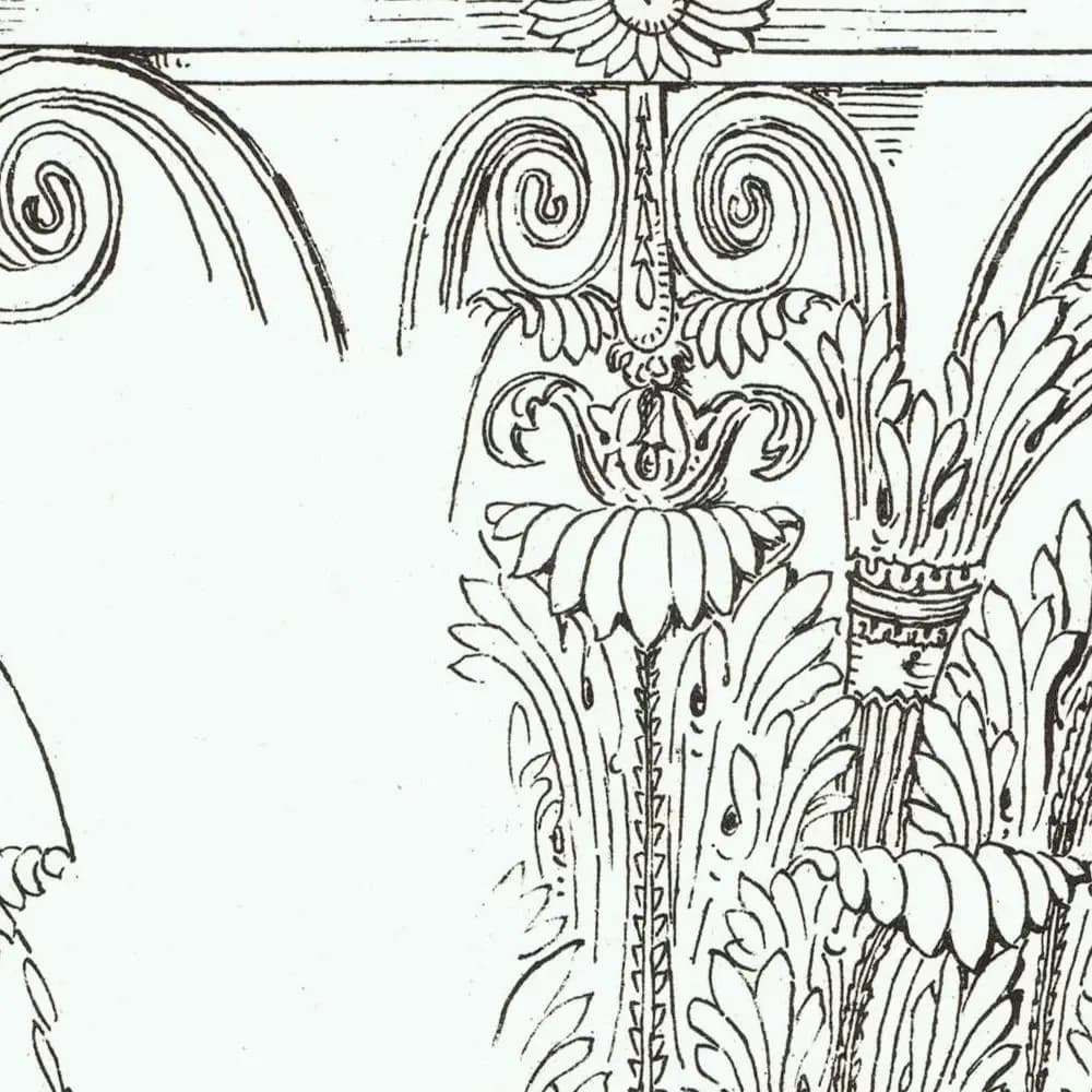 1898 Corinthian Capital Print - Classical Column, Base & Decorative Architecture Study - Antique Design Plate - 8 x 10.75 in