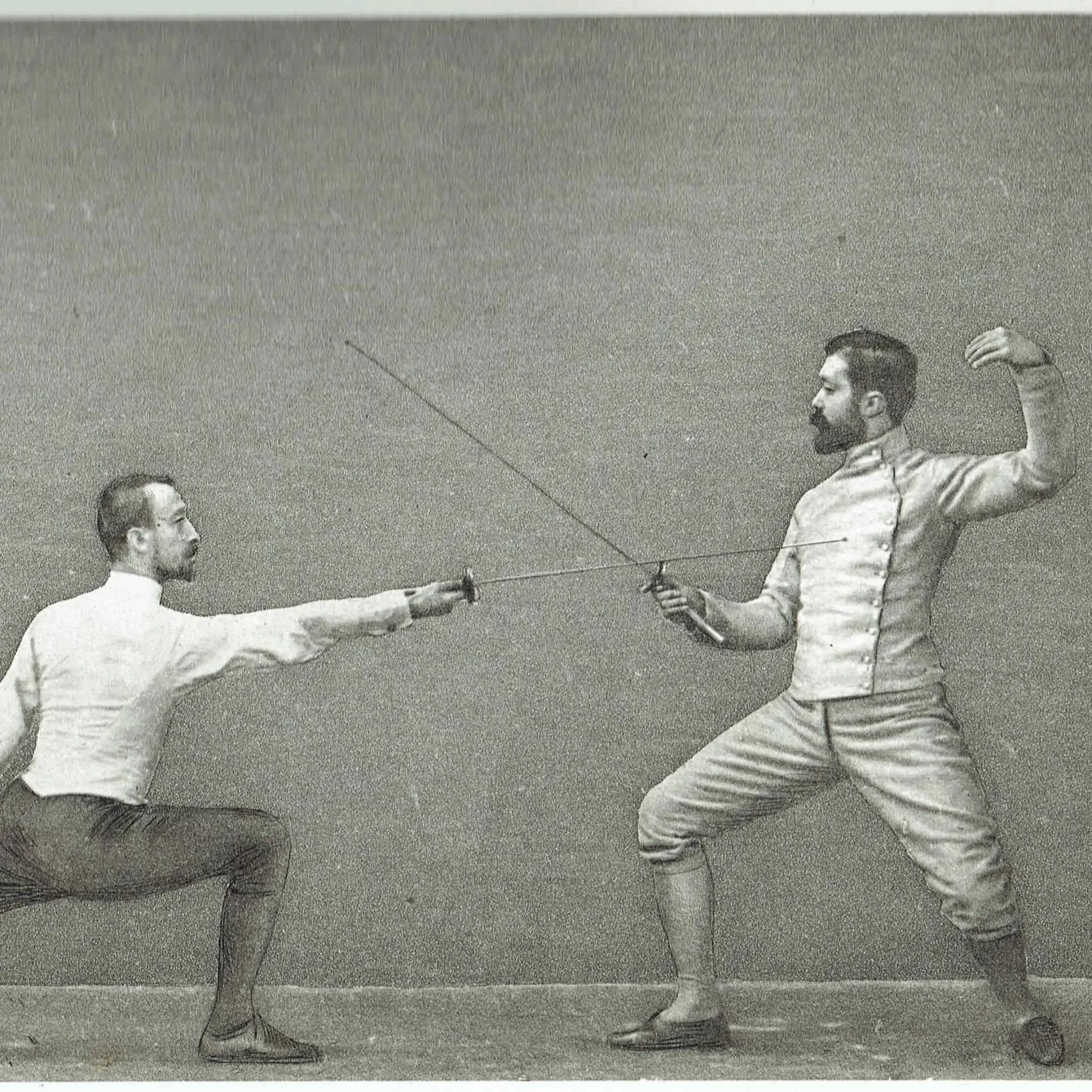 1889 Parry in Quarte Fencing Position - Original Antique Engraving - Badminton Library Victorian Sport Combat Technique - 5 x 7 in