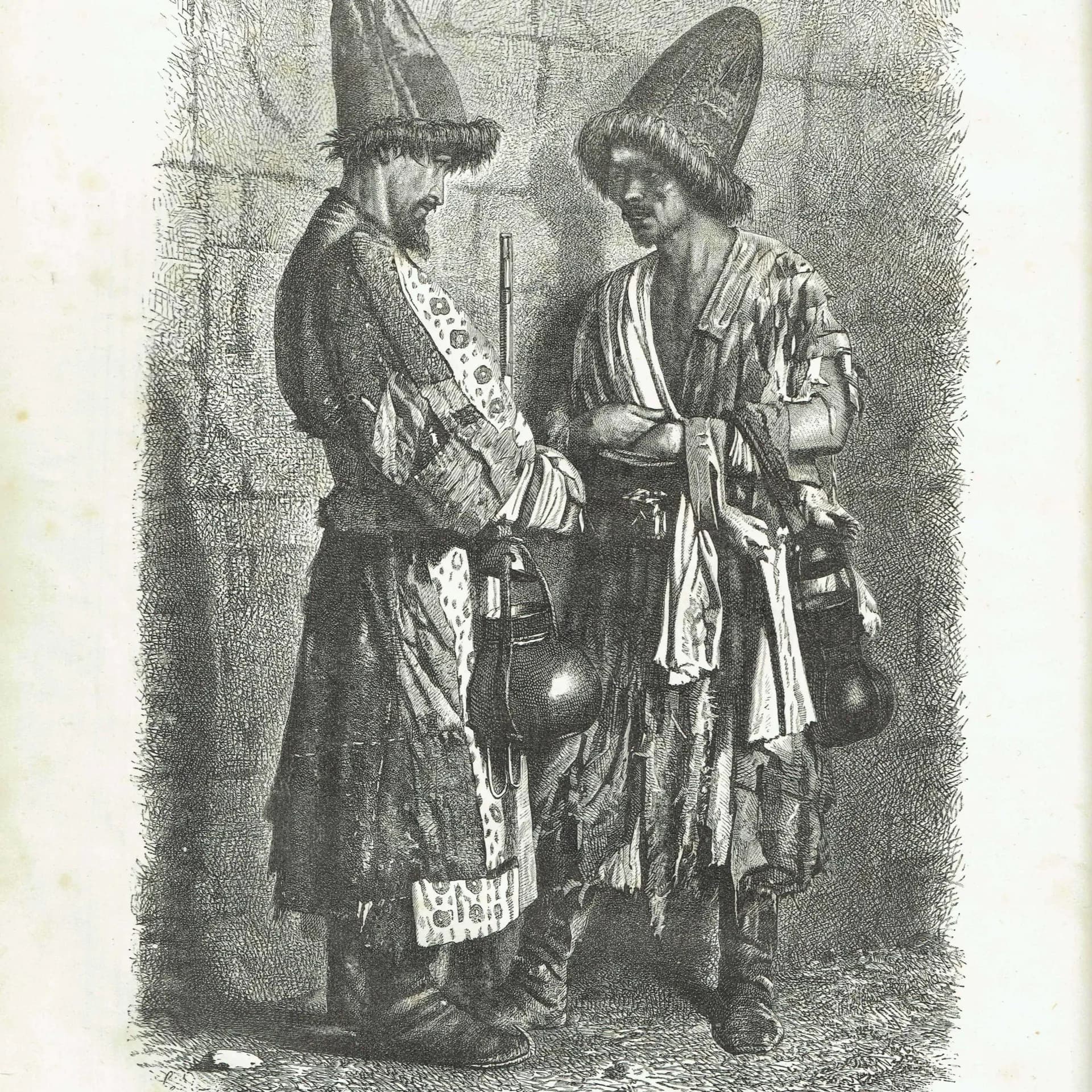c.1875 Mendicant Dervishes of Central Asia - Antique Engraving - Illustrated Travels Victorian Portrait - 8 x 11.5 in