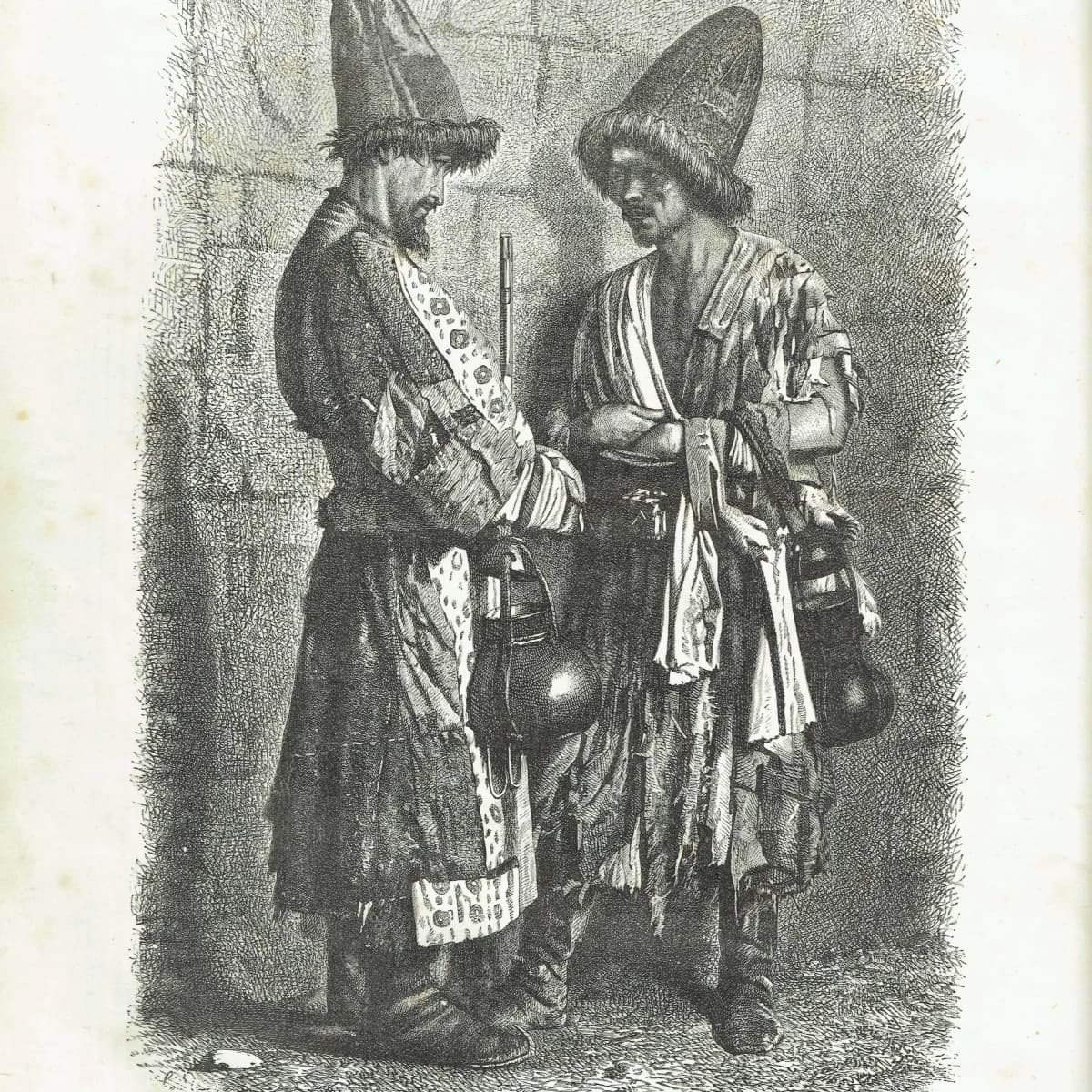 c.1875 Mendicant Dervishes of Central Asia - Antique Engraving - Illustrated Travels Victorian Portrait - 8 x 11.5 in