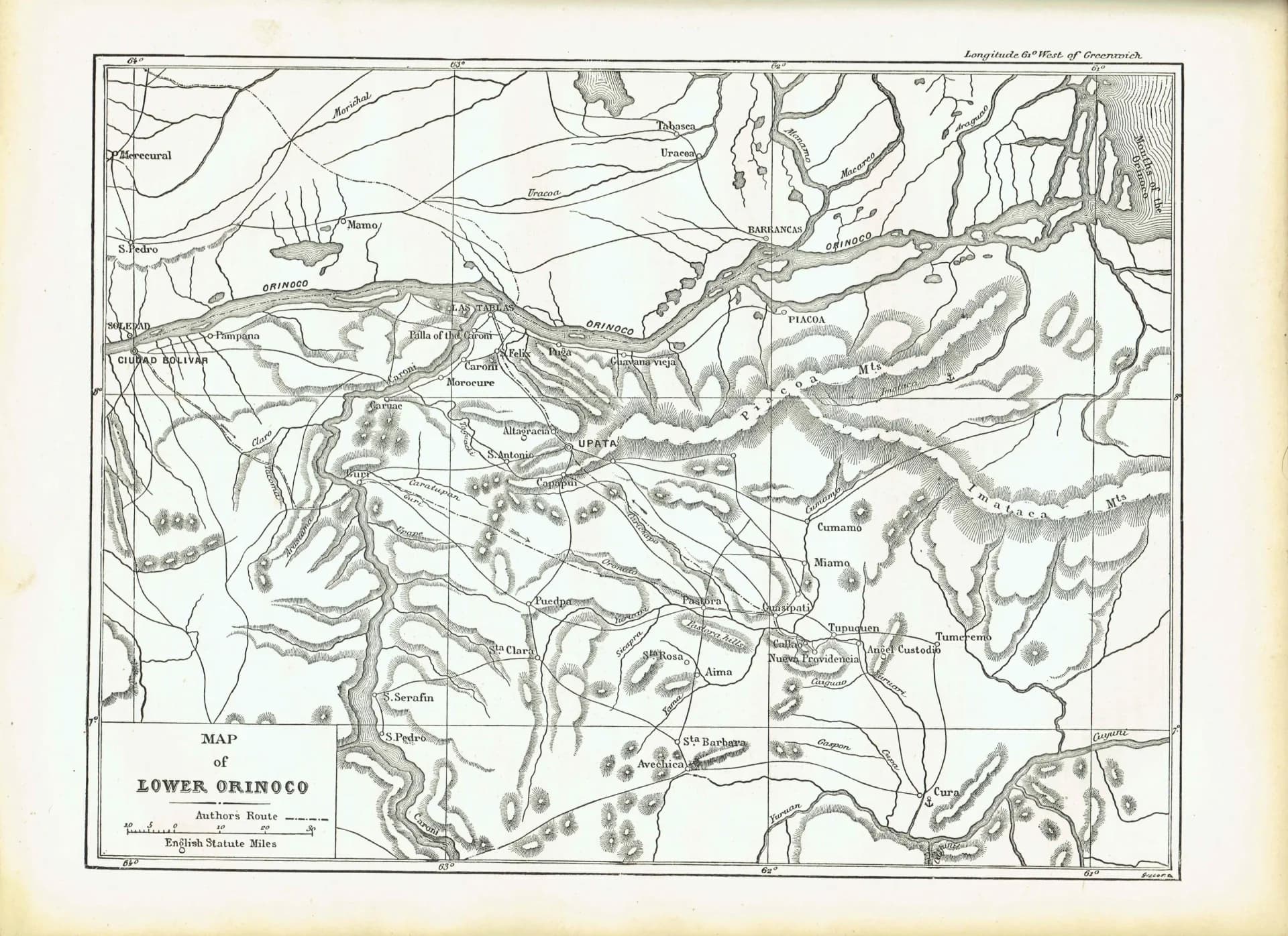 1870s Original Lower Orinoco River Map Woodblock Print - South American Geography - Victorian Travel Exploration - 12 x 8.5 in