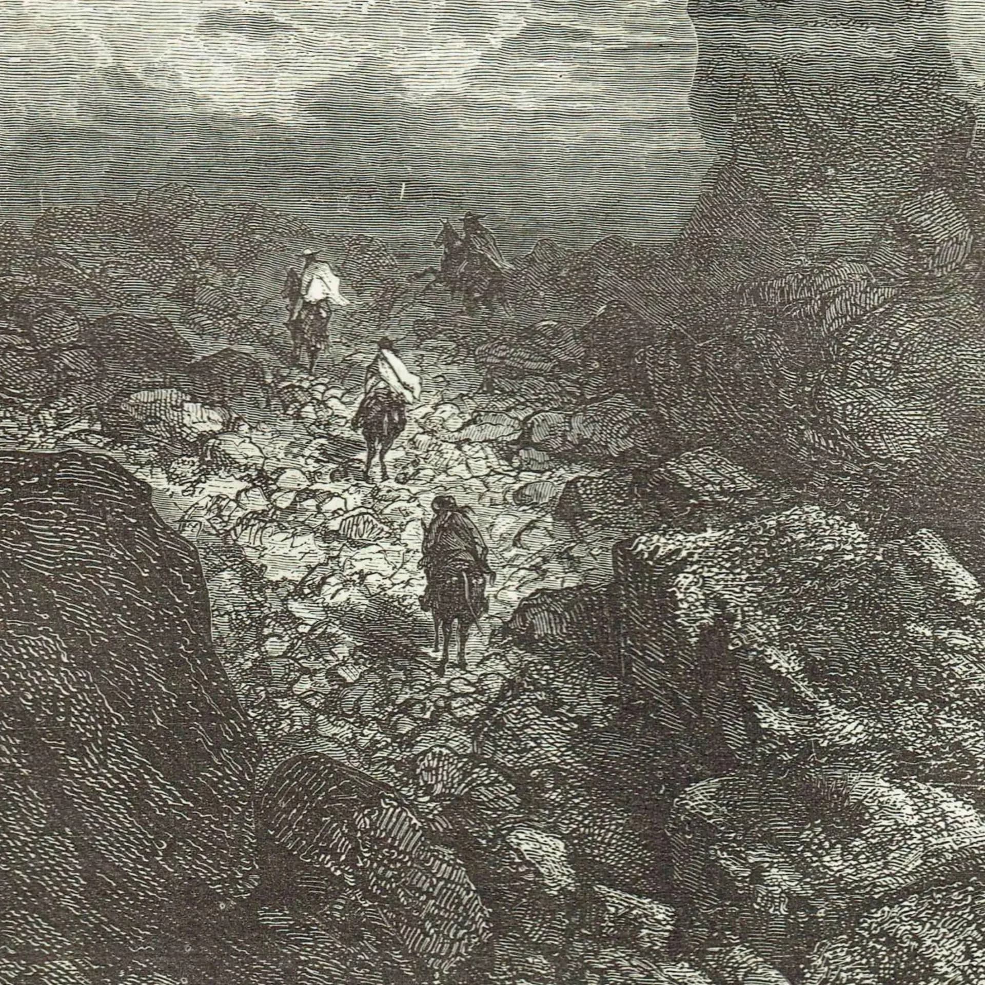 1871 Passage of the Cordilleras - Antique Engraving - Andes Mountain Travel Landscape South America Illustrated Travels 8 x 11.5 in