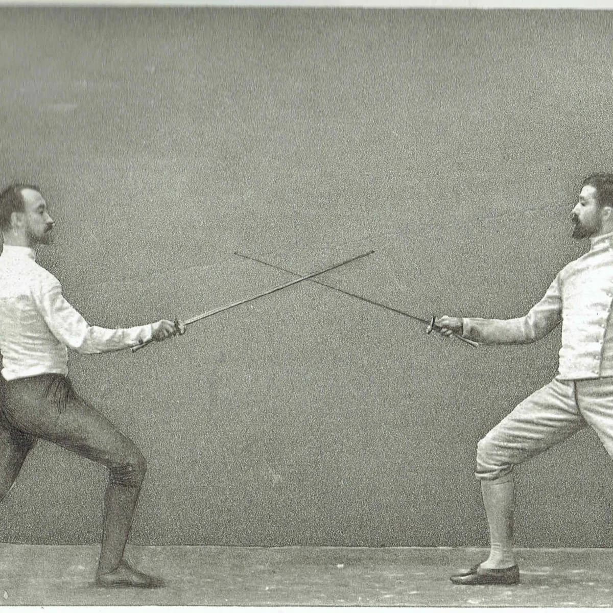 1889 Engagement in Tierce Fencing - Original Antique Engraving - Badminton Library Victorian Sports Educational Study - 5 x 7 in
