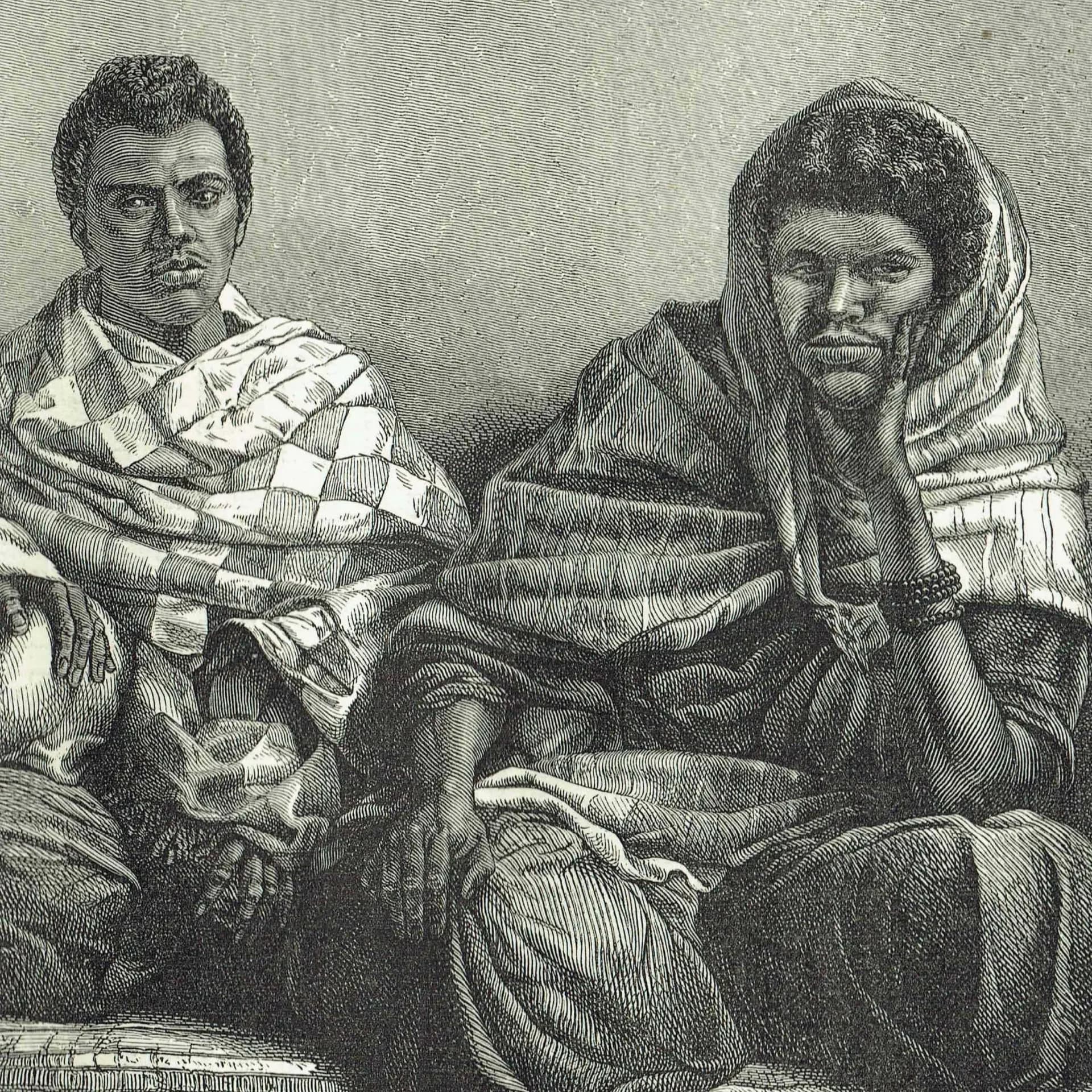 1875 West African Group Portrait - Antique Engraving - Illustrated Travels Vol 6 Ethnographic Study - 11.5 x 8 in
