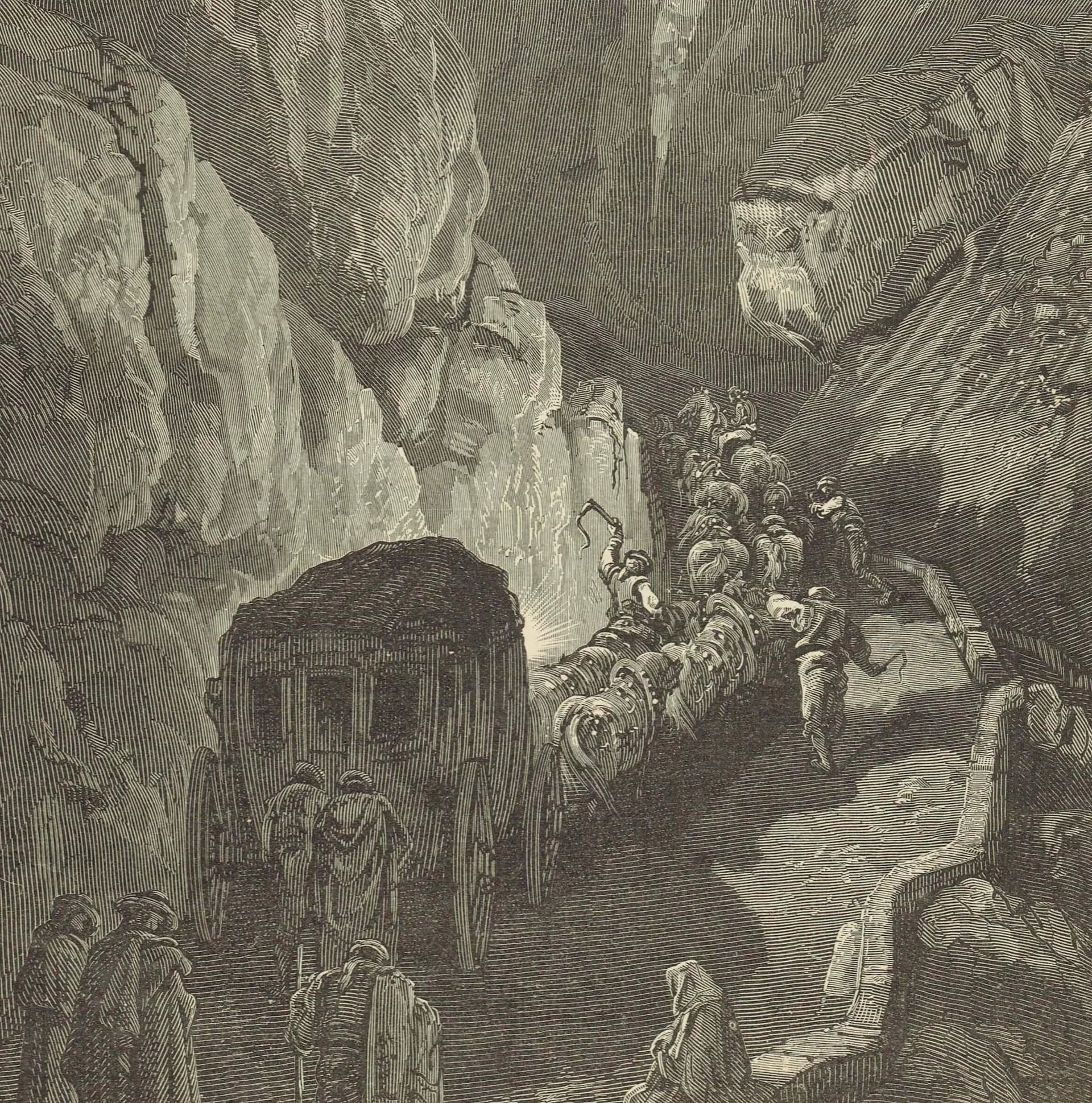1870s Antique Granada Road Coach Travel Original Woodblock Print - Spanish Mountain Journey - Victorian Book Illustration - 8.5 x 12 in