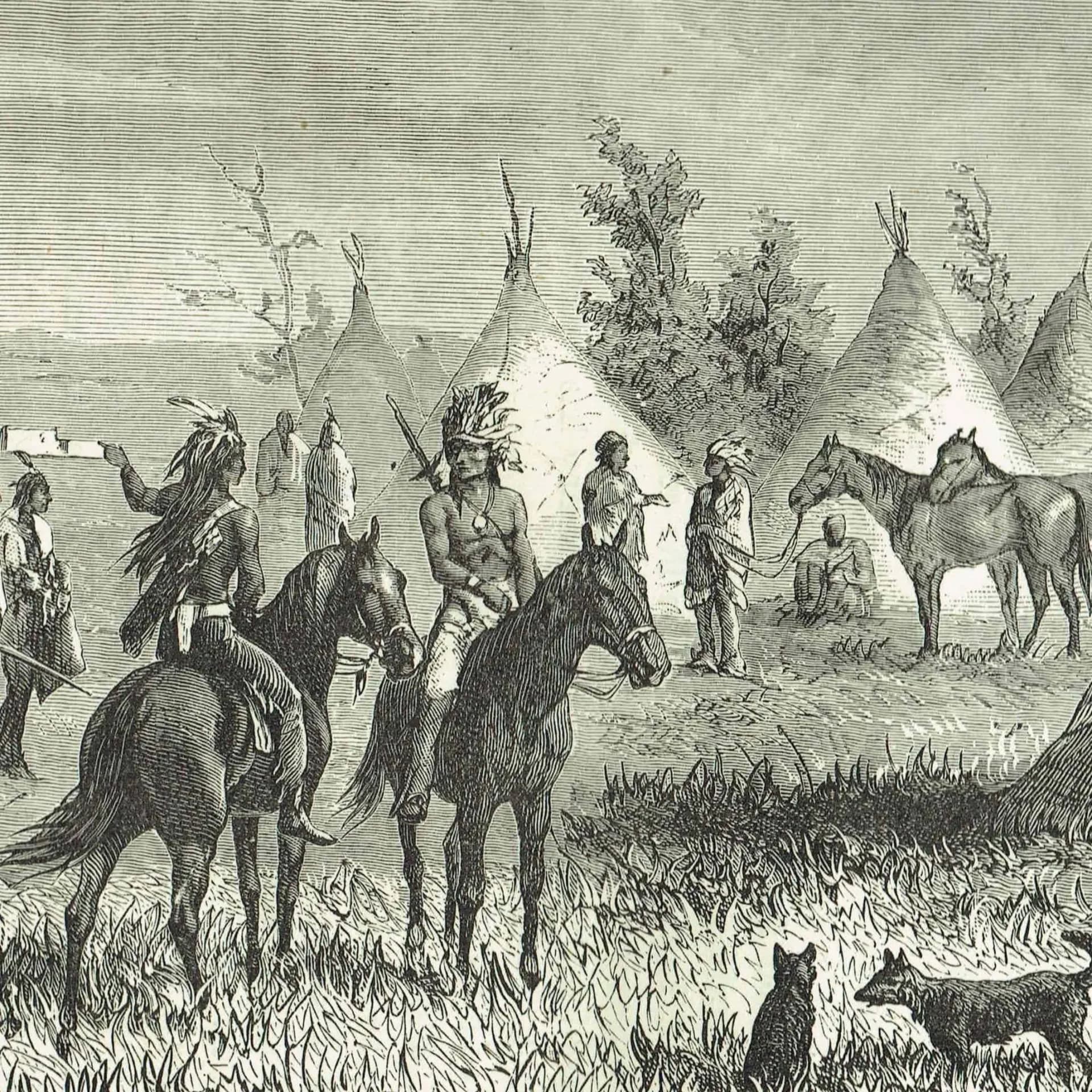 1870s Sioux Village near Fort Laramie - Antique Print - Victorian Travel Book Native American Plains History - 11.5 x 8 in