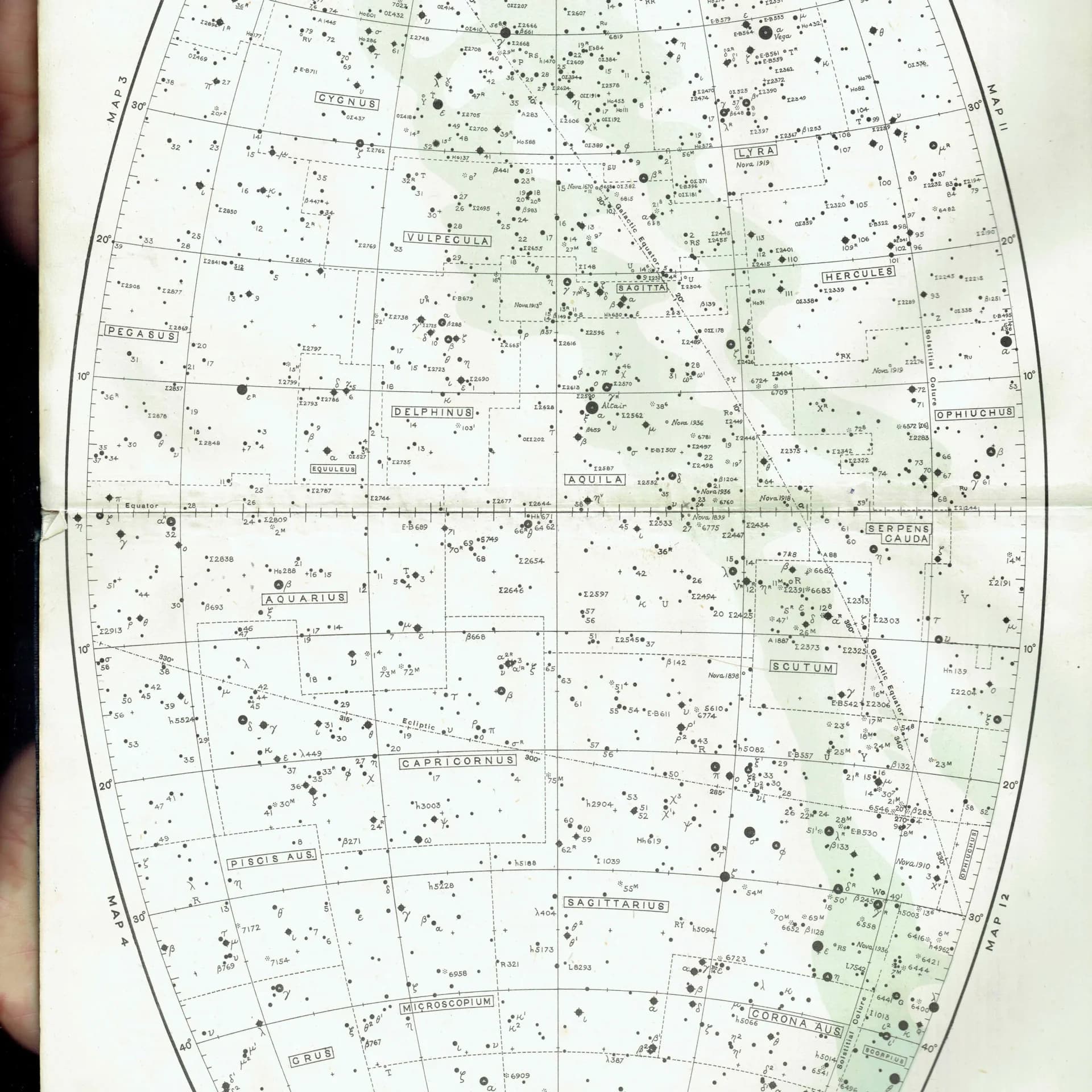 1943 Cygnus & Lyra Star Chart - Original Vintage Print By Norton - Map 14 Celestial Atlas Astronomy Constellation Decor - 8.5 x 10.4 in