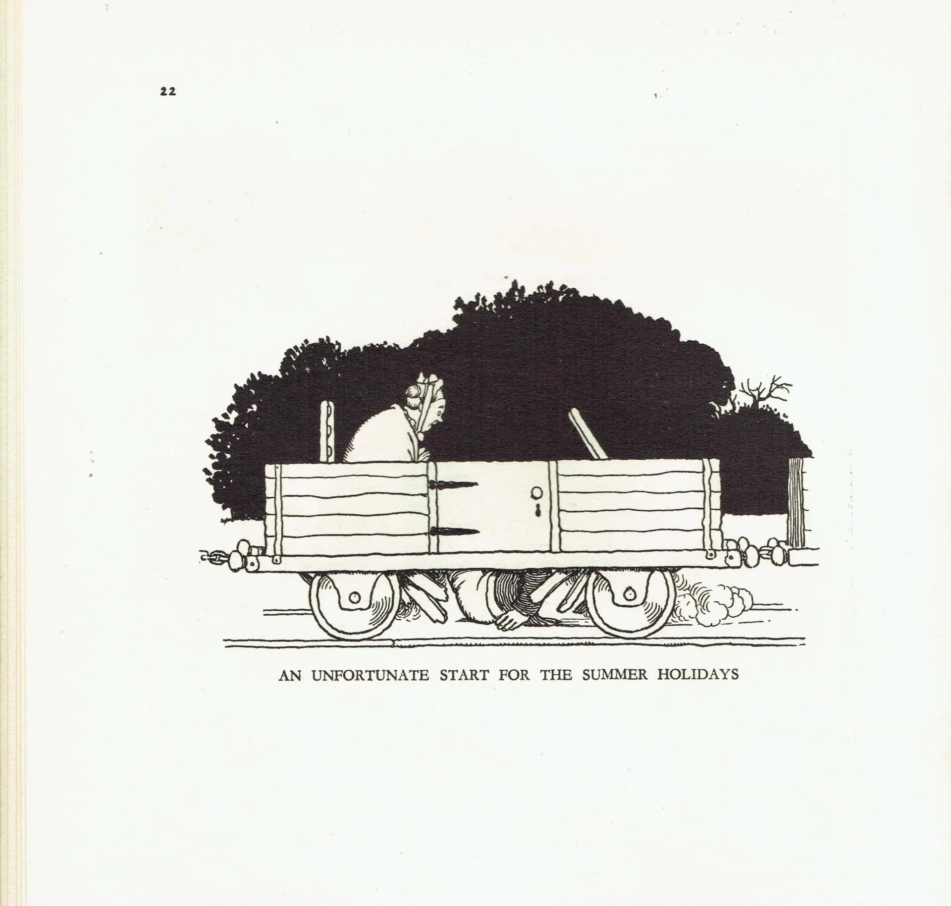 1935 Railway Tunnel Excavator - Original Vintage Print By Heath Robinson - Great Western Railway Centenary Humorous Cartoon - 7 x 9.5 in