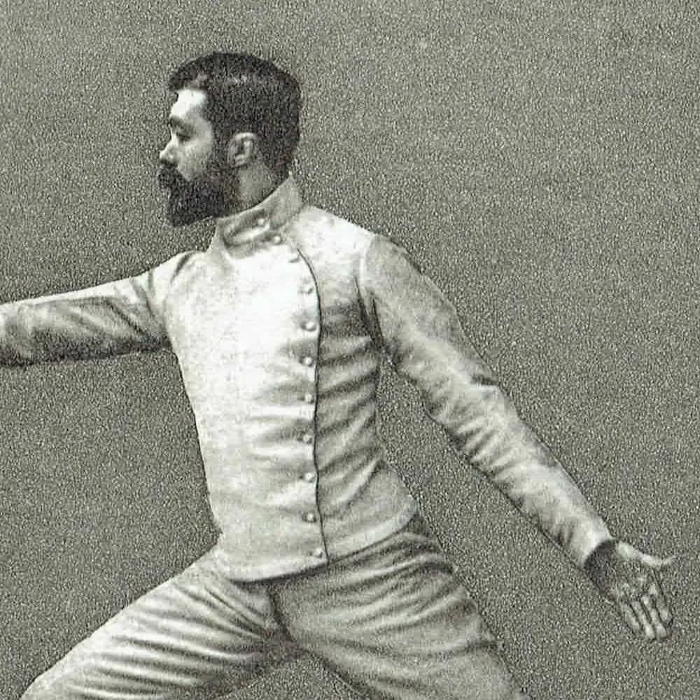 1889 Time Thrust in Octave - Original Antique Engraving - Badminton Library Fencing Victorian Sports Instruction - 5 x 7 in