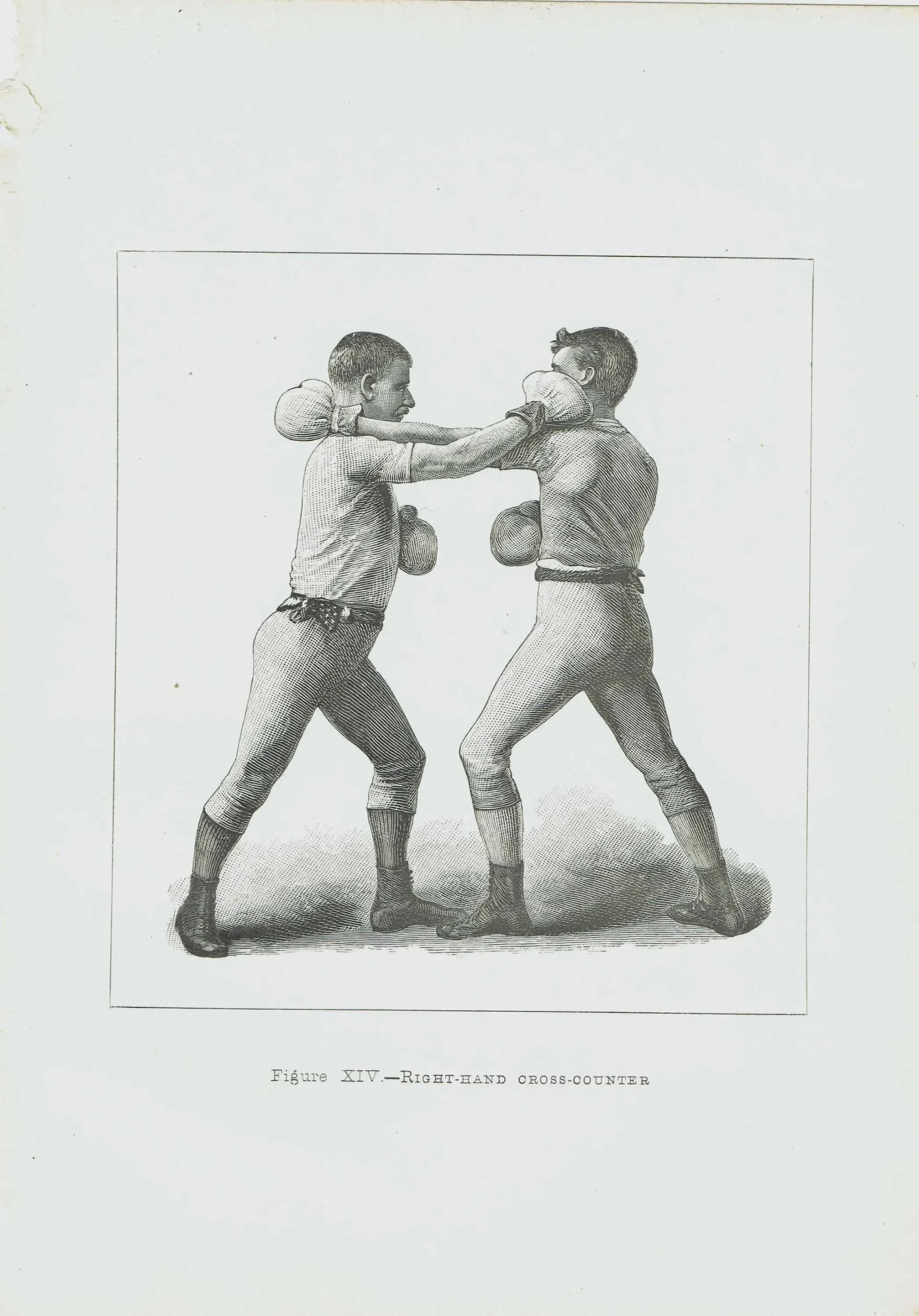 1889 Right-Hand Cross-Counter - Original Antique Boxing Print - Badminton Library Victorian Sports Pugilism Technique - 5 x 7 in