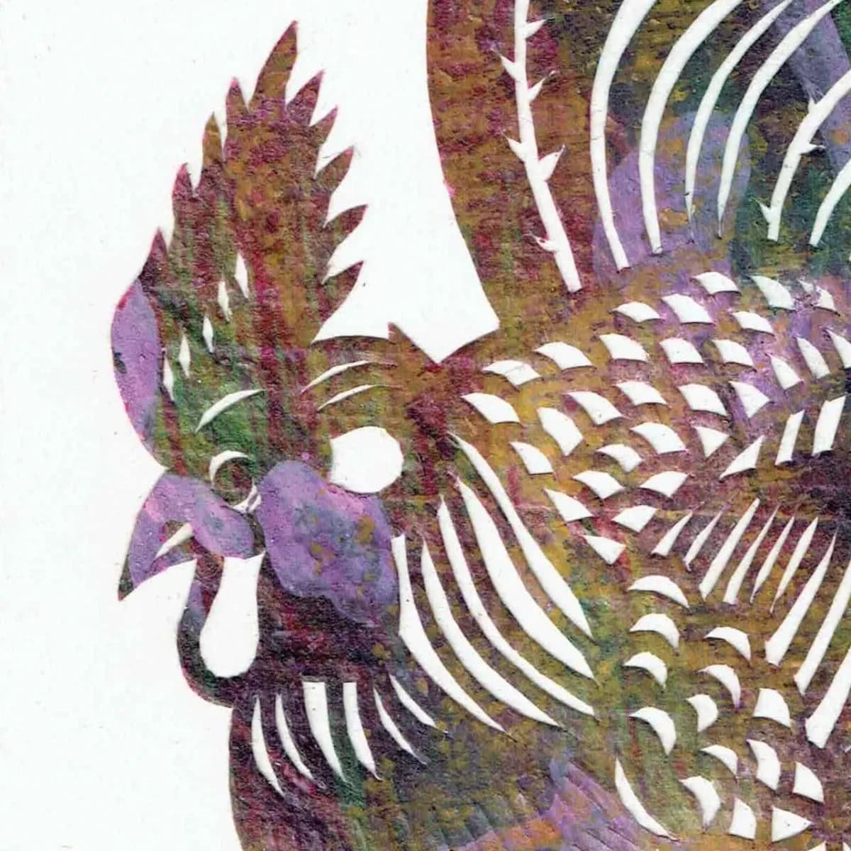 1970s Rooster Paper Cut – Original Vietnamese Folk Art Silhouette