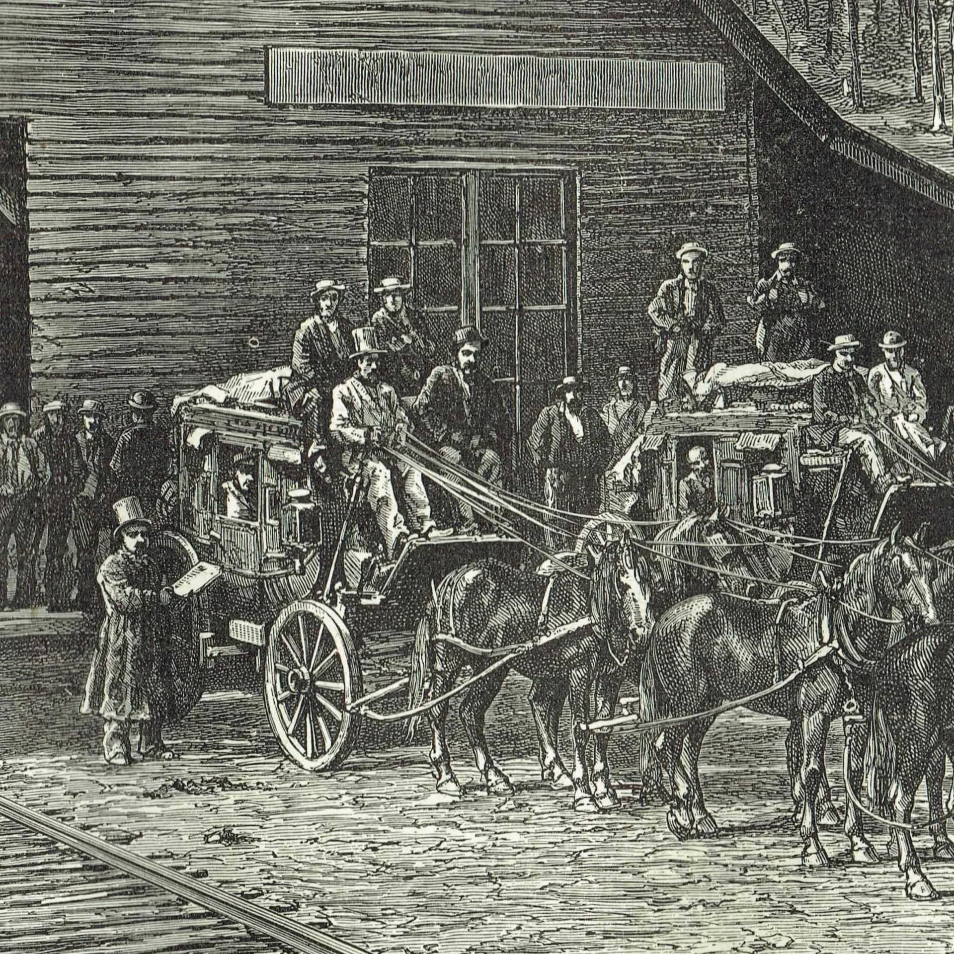 1875 Railway Terminus in the North-West - Antique Engraving - Illustrated Travels Victorian American Frontier History - 11.5 x...