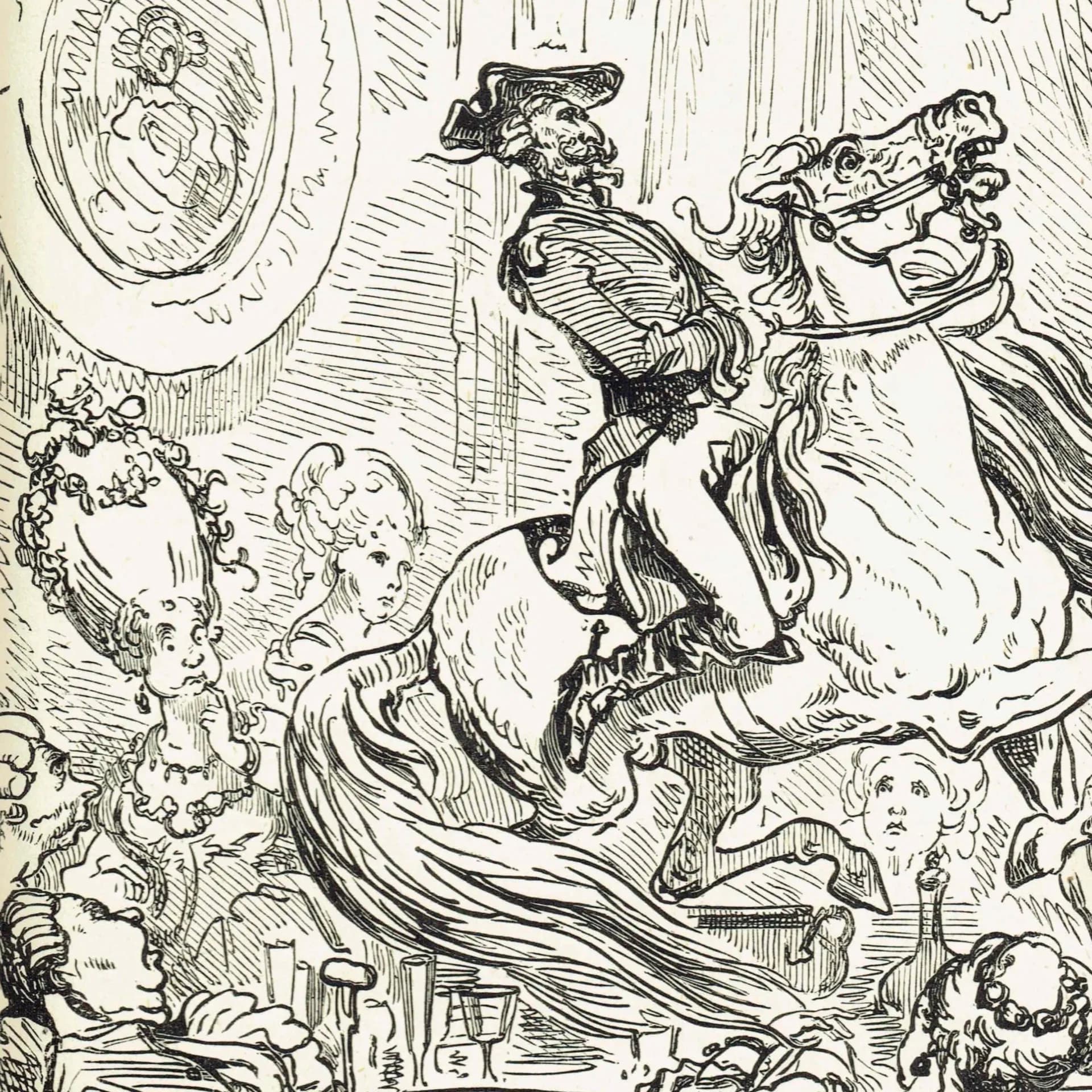1867 Baron Munchausen Horse - Original Antique Print By Doré - Fantasy Adventure Tale Illustration Literature - 6 x 9 in