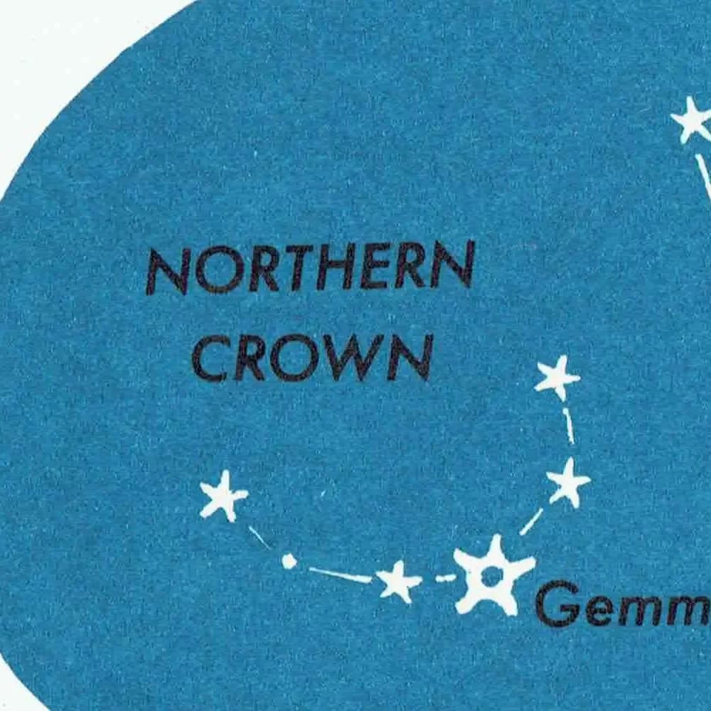 1952 Northern Crown Constellation - Original Vintage Print By H.A. Rey - Celestial Star Chart Astronomy Educational Zodiac - 8 x 11 in