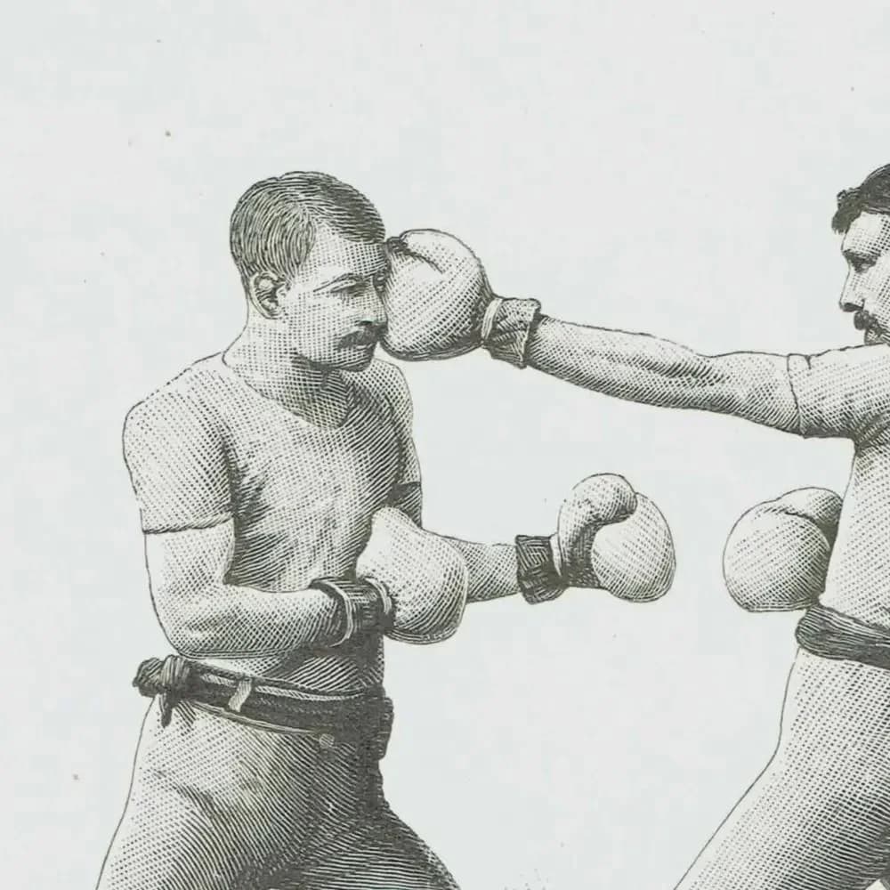 1889 Boxing Match Technique - Original Antique Print - Badminton Library Victorian Sports Pugilism Athletic Training - 5 x 7 in