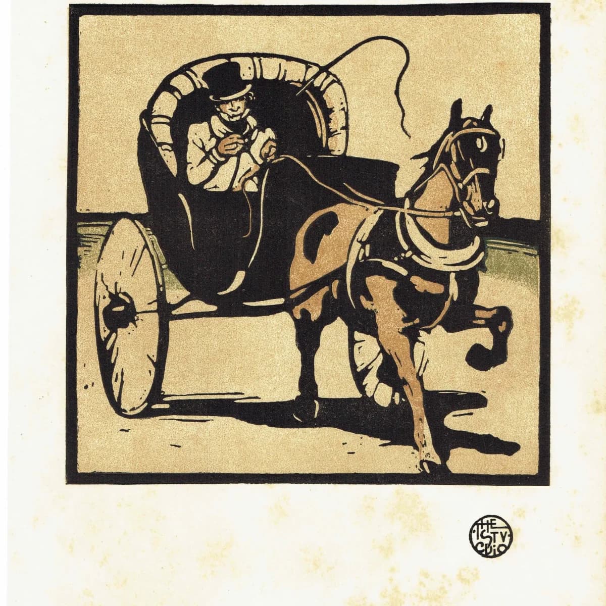1898 The Cabriolet - Original Antique Woodcut By Nicholson - Victorian Horse Carriage Studio Magazine Transport Art - 7.5 x 10.75 in