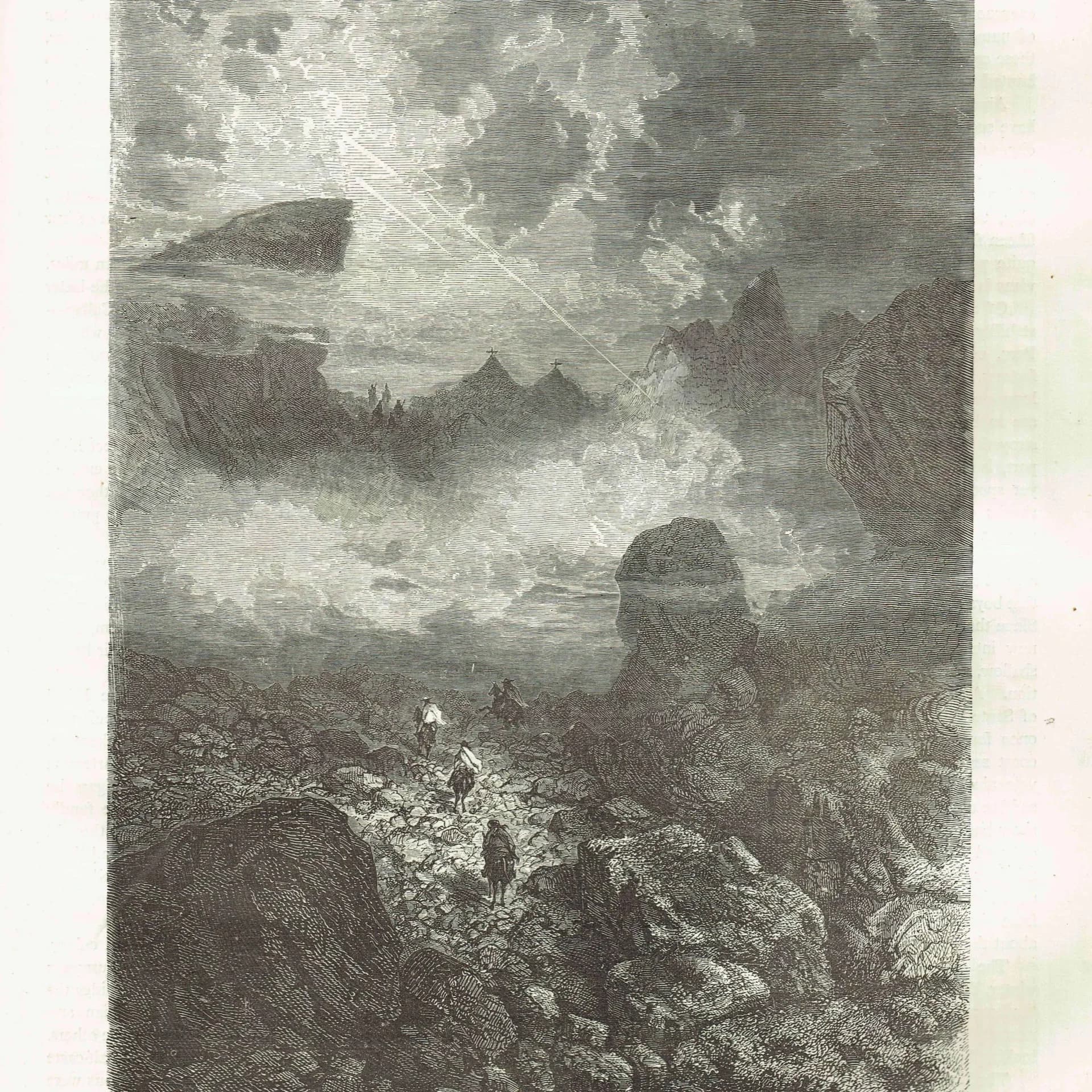 1871 Passage of the Cordilleras - Antique Engraving - Andes Mountain Travel Landscape South America Illustrated Travels 8 x 11.5 in