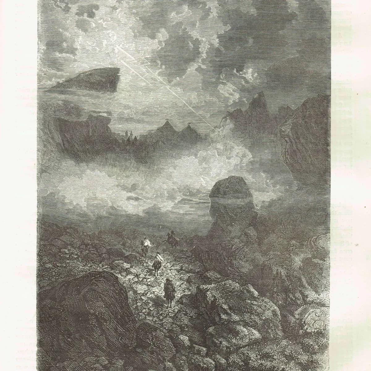 1871 Passage of the Cordilleras - Antique Engraving - Andes Mountain Travel Landscape South America Illustrated Travels 8 x 11.5 in