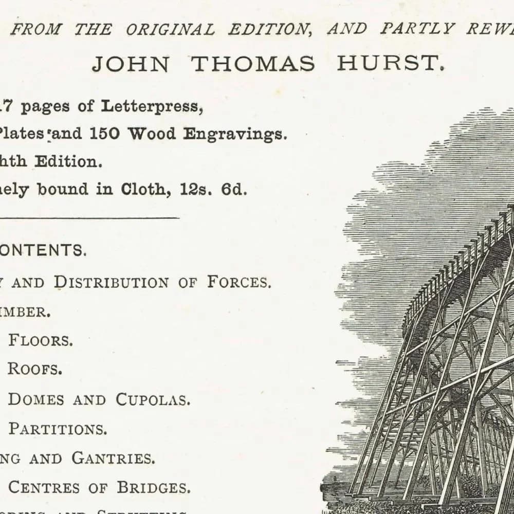1898 Architectural Ironwork Print - St Pancras Ironwork Co Designs, Bridges, Roofs & Spiral Stair - Antique Plate - 8 x 10.75 in